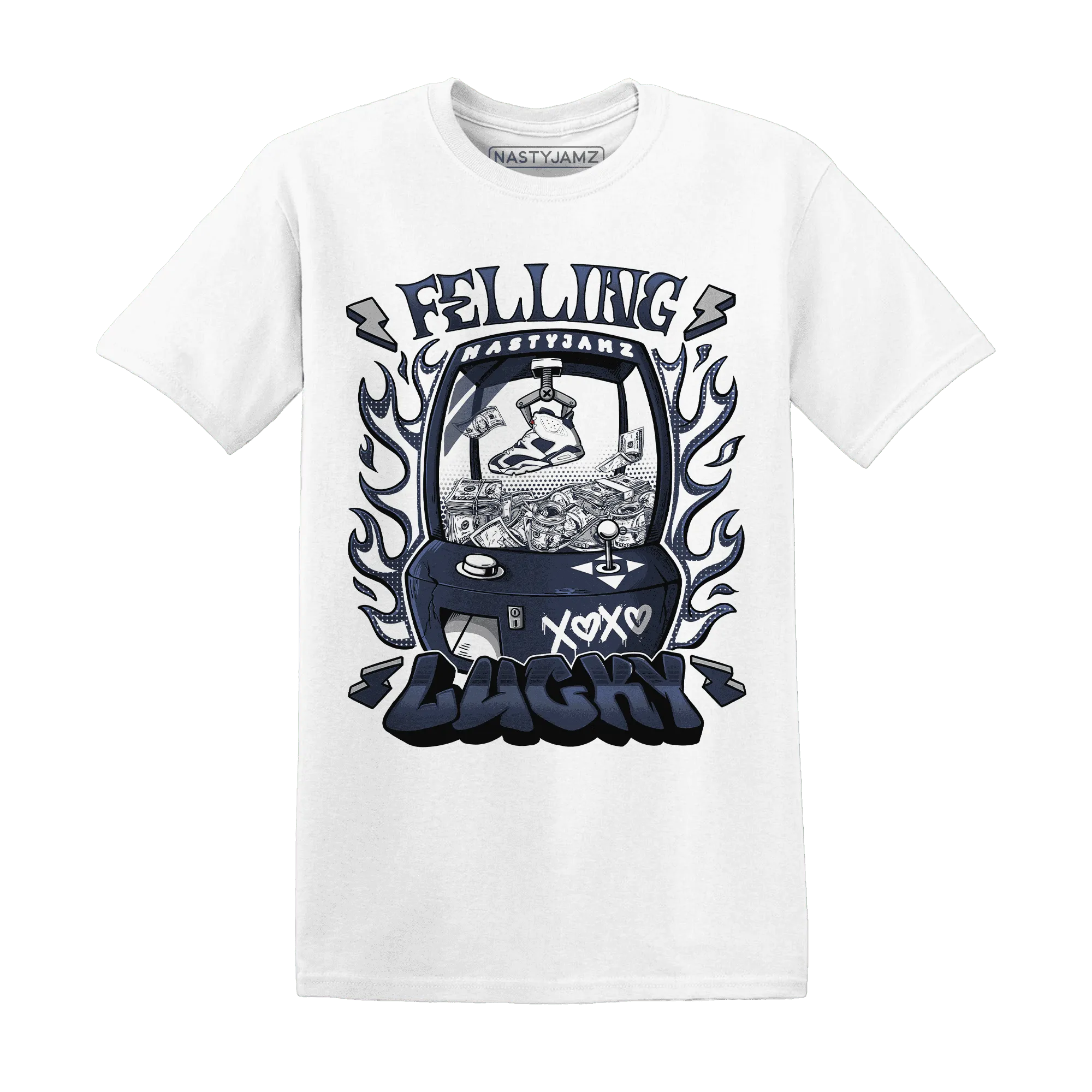 White-Navy-6s-T-Shirt-Match-Feeling-Lucky