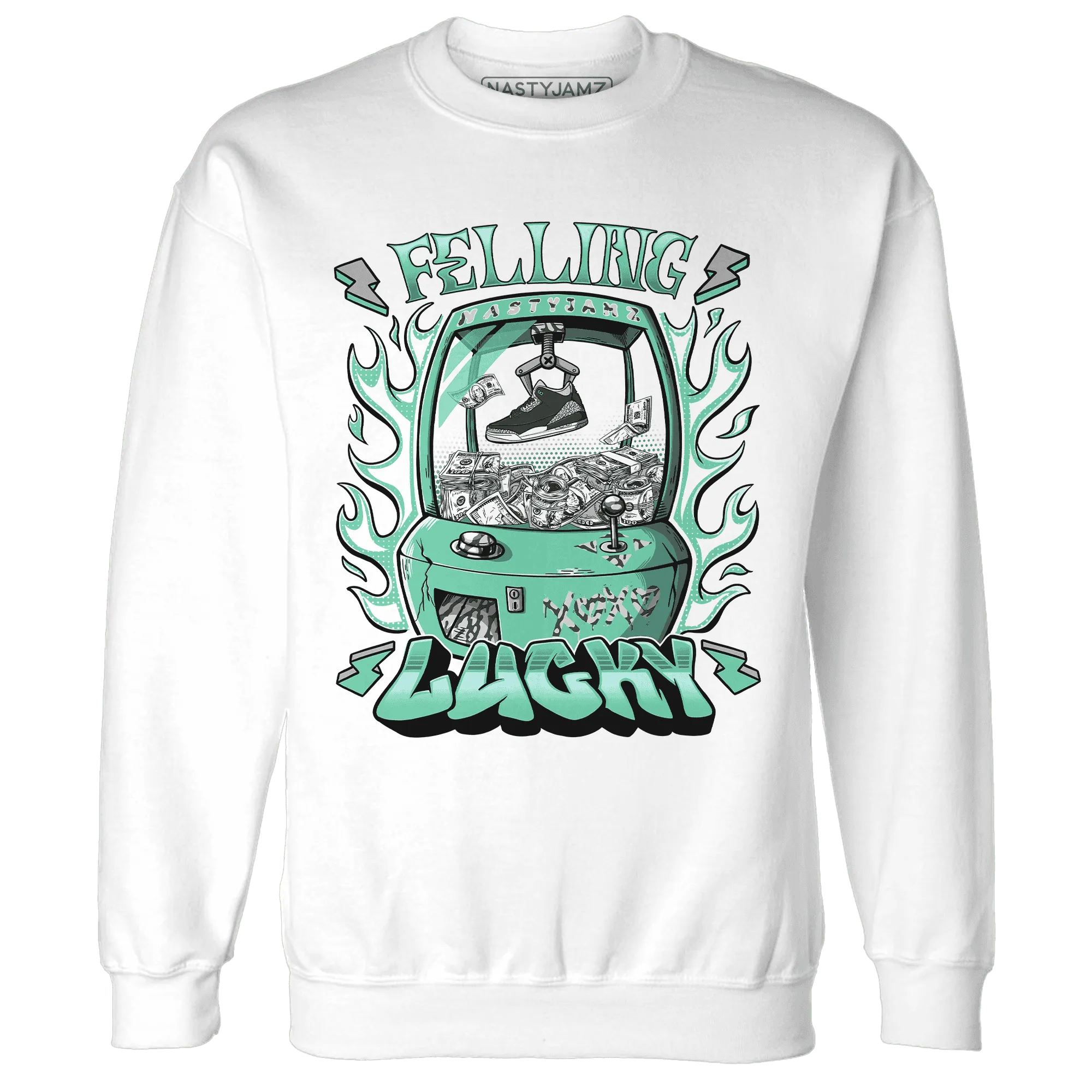 Green-Glow-3s-Sweatshirt-Match-Feeling-Lucky