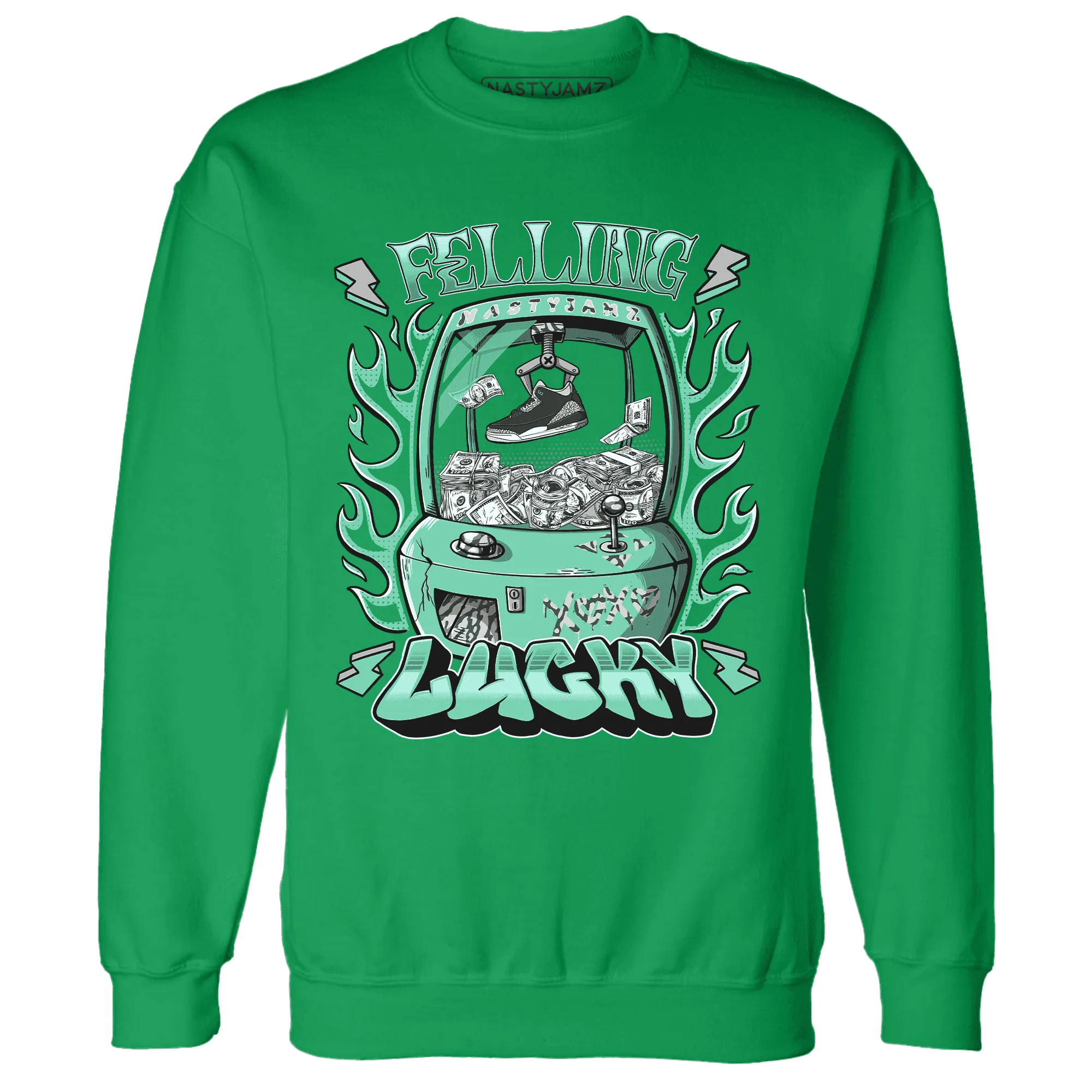 Green-Glow-3s-Sweatshirt-Match-Feeling-Lucky
