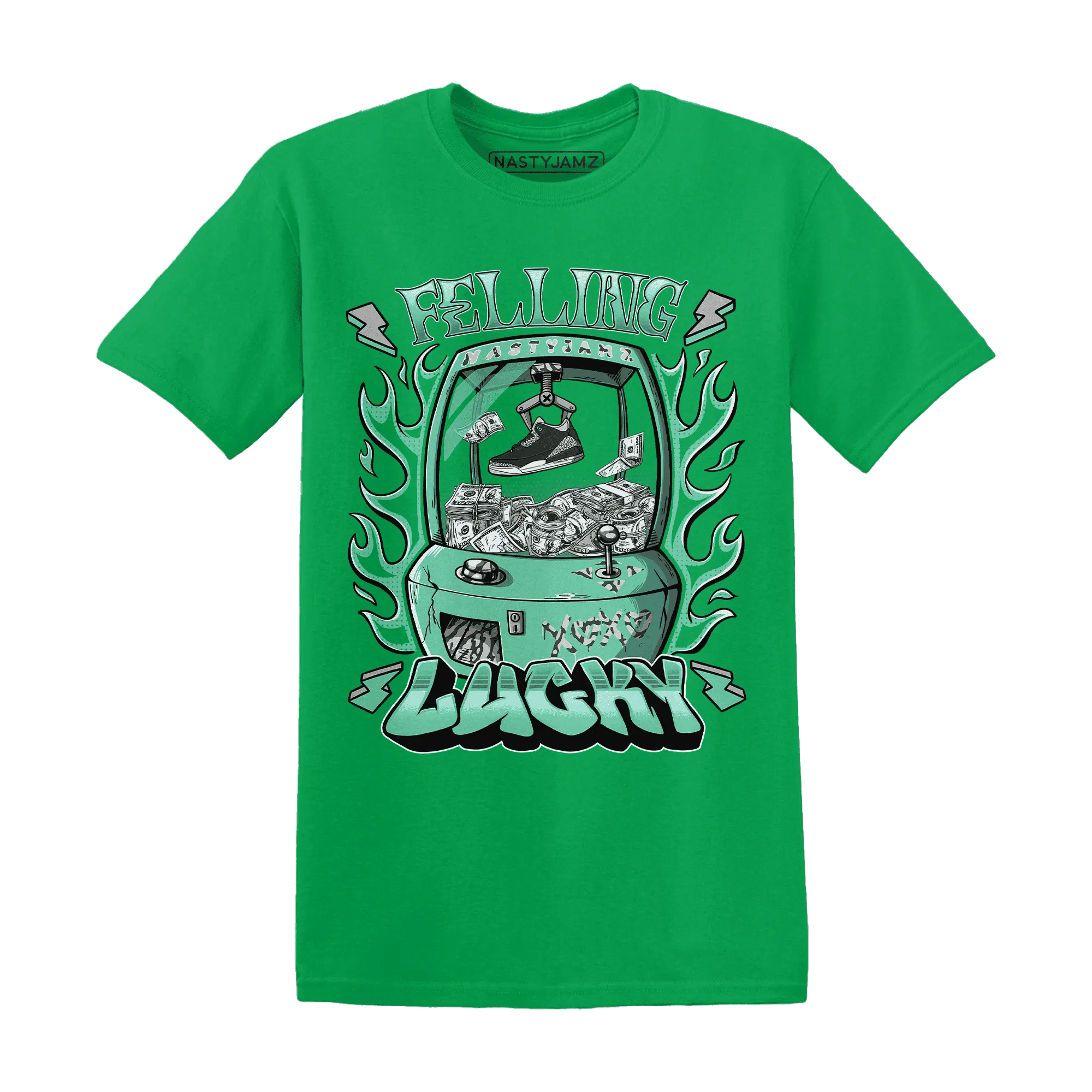 Green-Glow-3s-T-Shirt-Match-Feeling-Lucky
