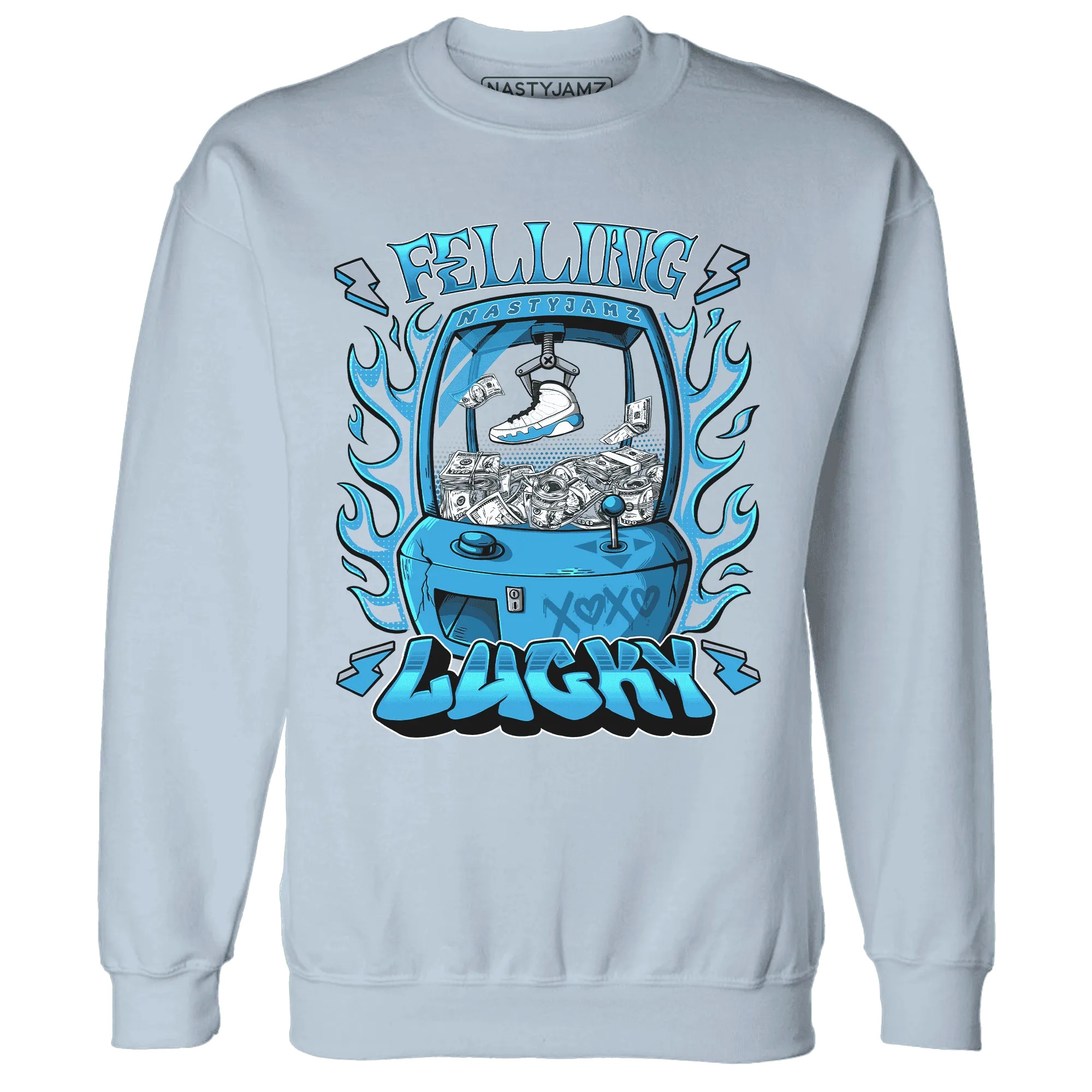 Powder-Blue-9s-Sweatshirt-Match-Feeling-Lucky