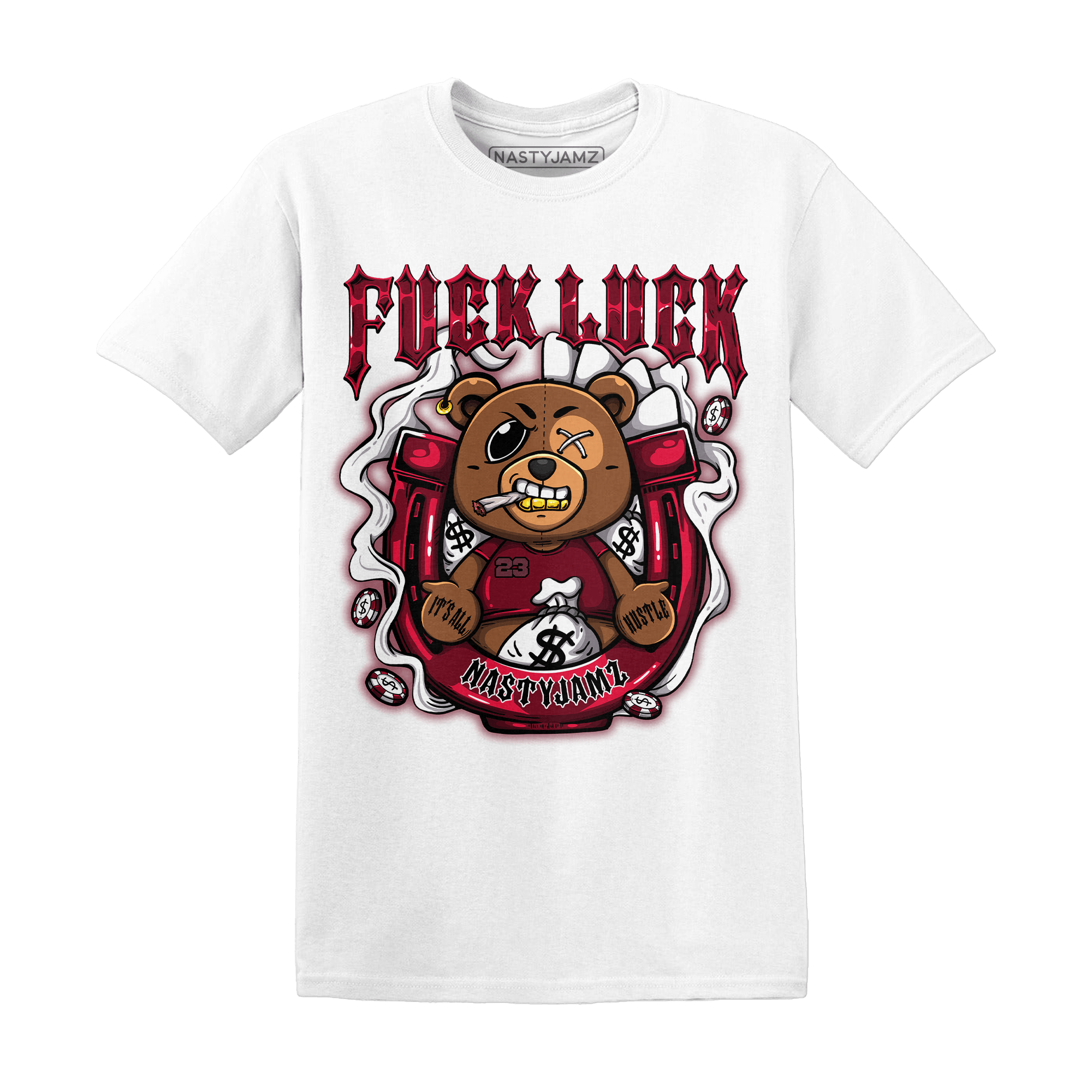High White Team Red 1s T Shirt Match F Luck BER - NastyJamz
