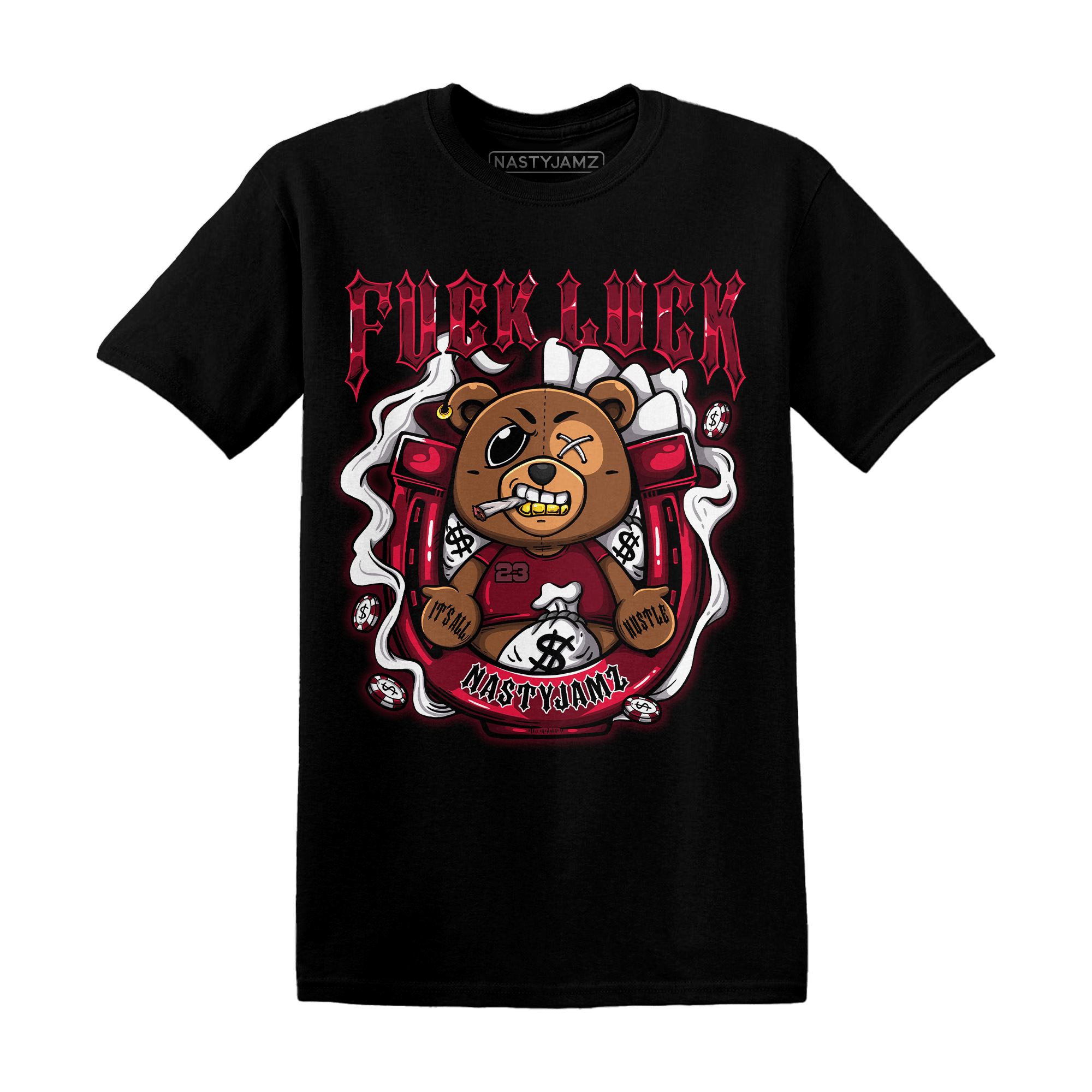 High White Team Red 1s T Shirt Match F Luck BER - NastyJamz