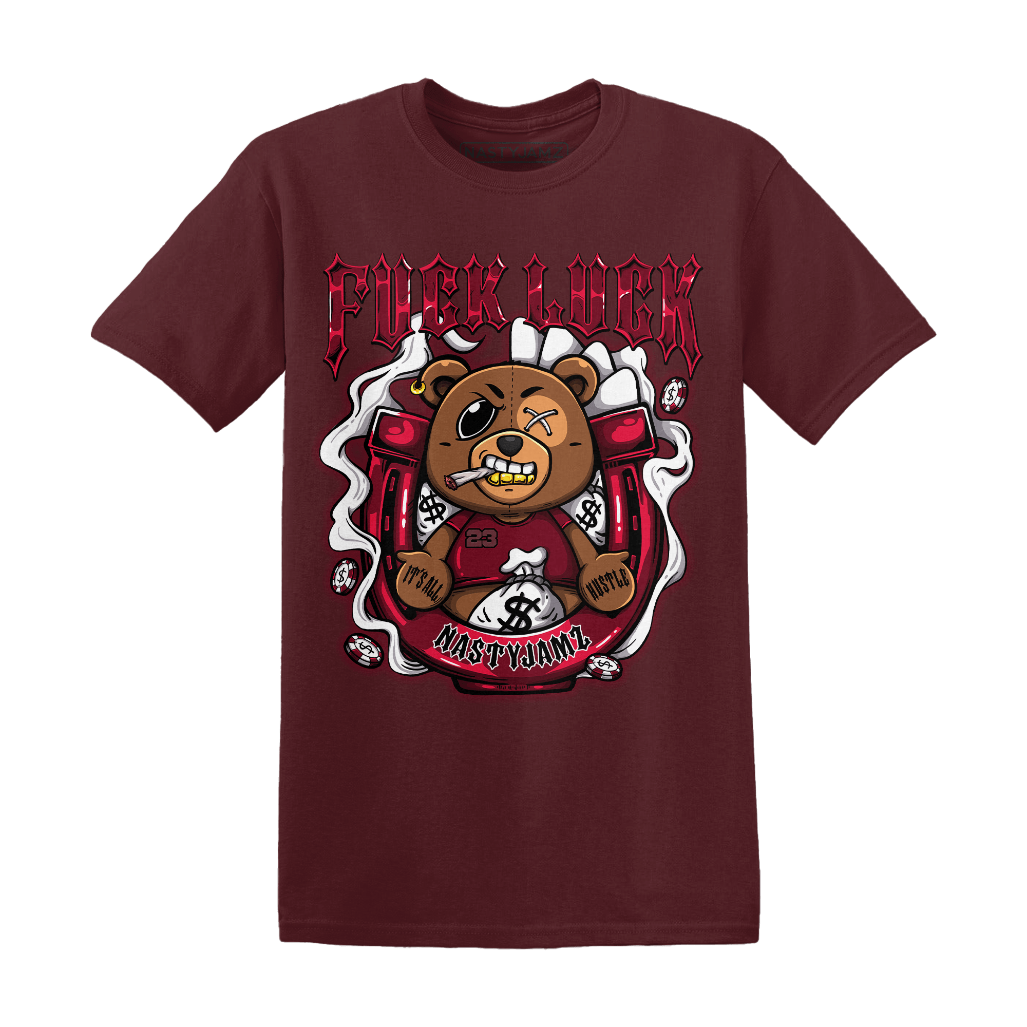 High White Team Red 1s T Shirt Match F Luck BER - NastyJamz
