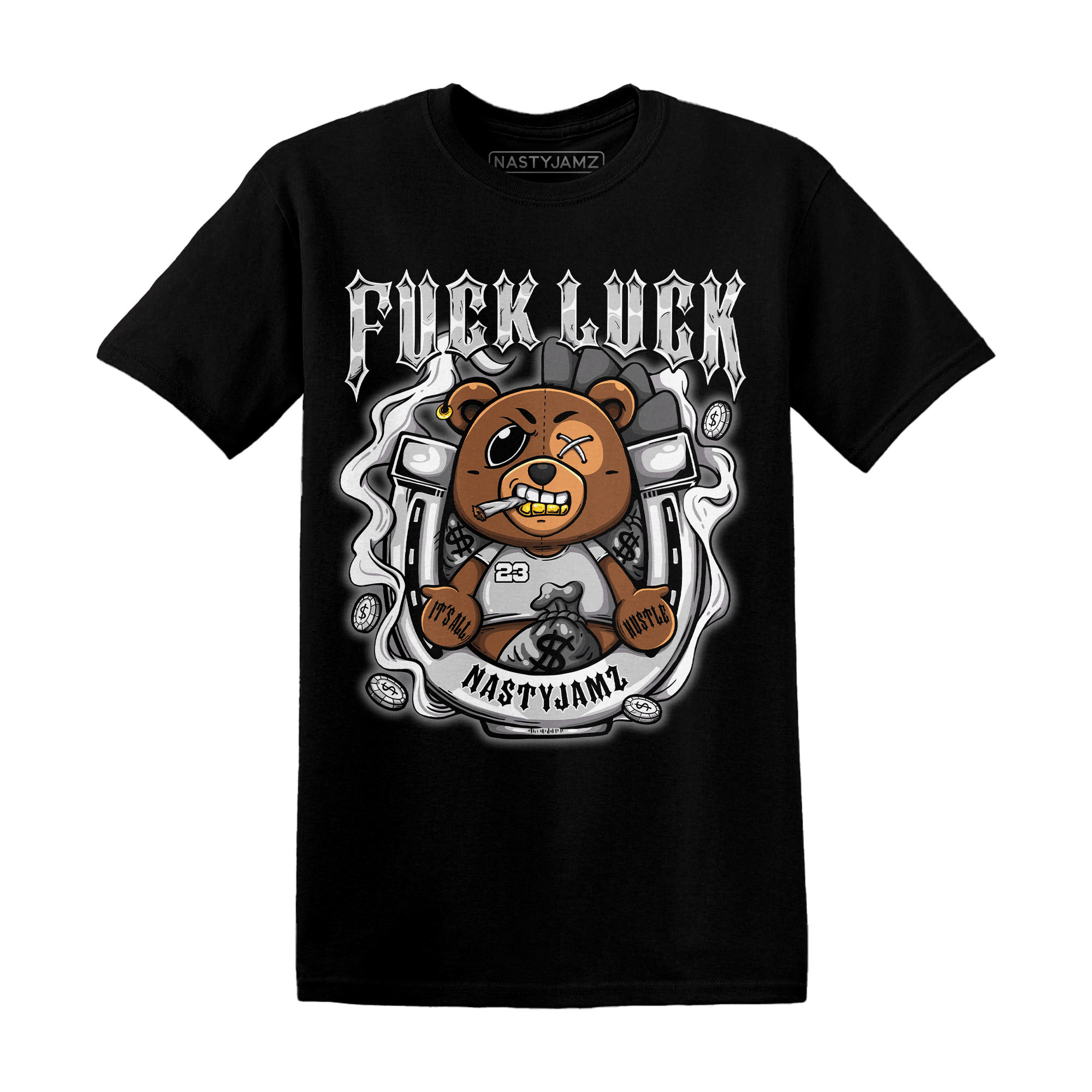Retro High OG Black White 1s T Shirt Match F Luck BER - NastyJamz