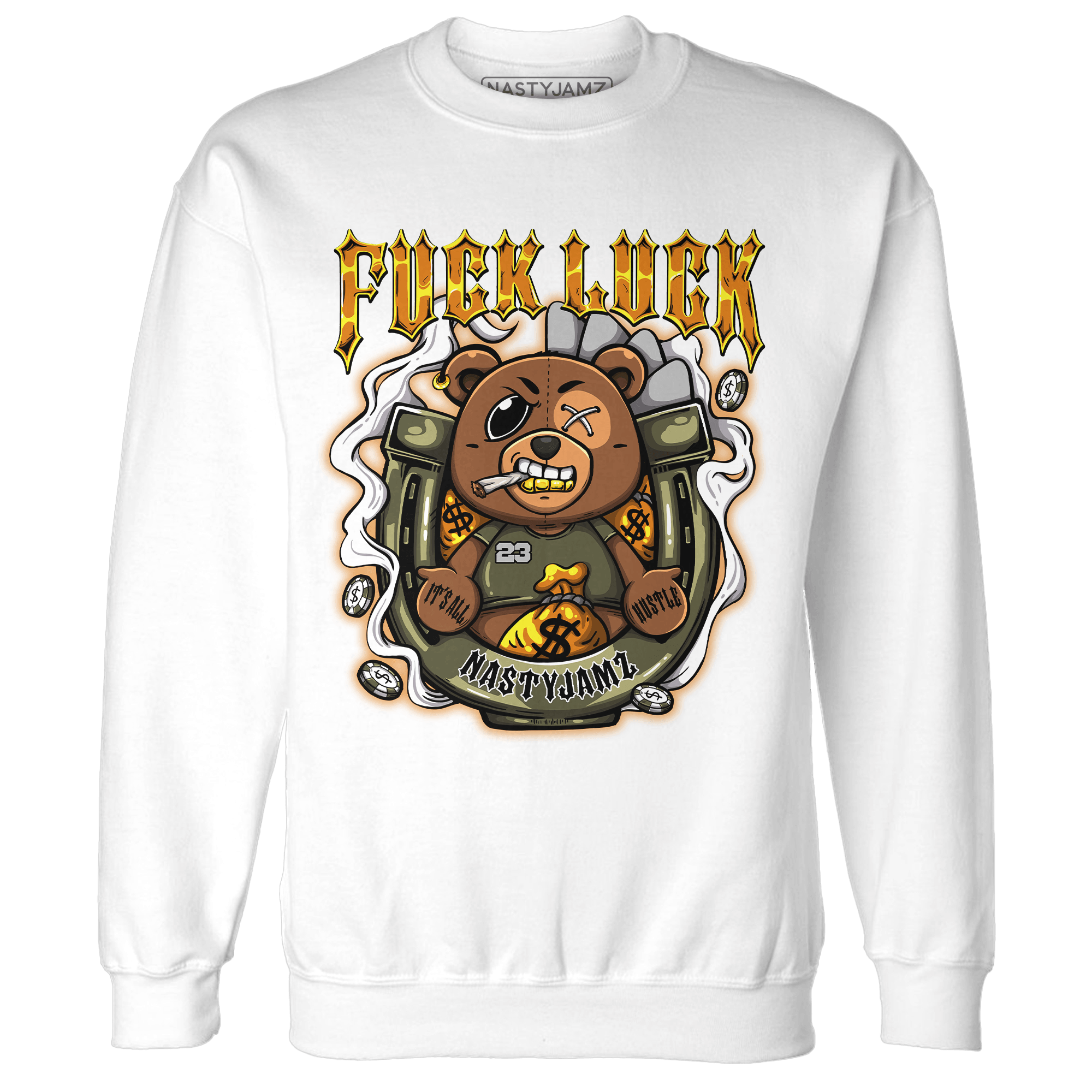 Olive 5s Sweatshirt Match F Luck BER - NastyJamz