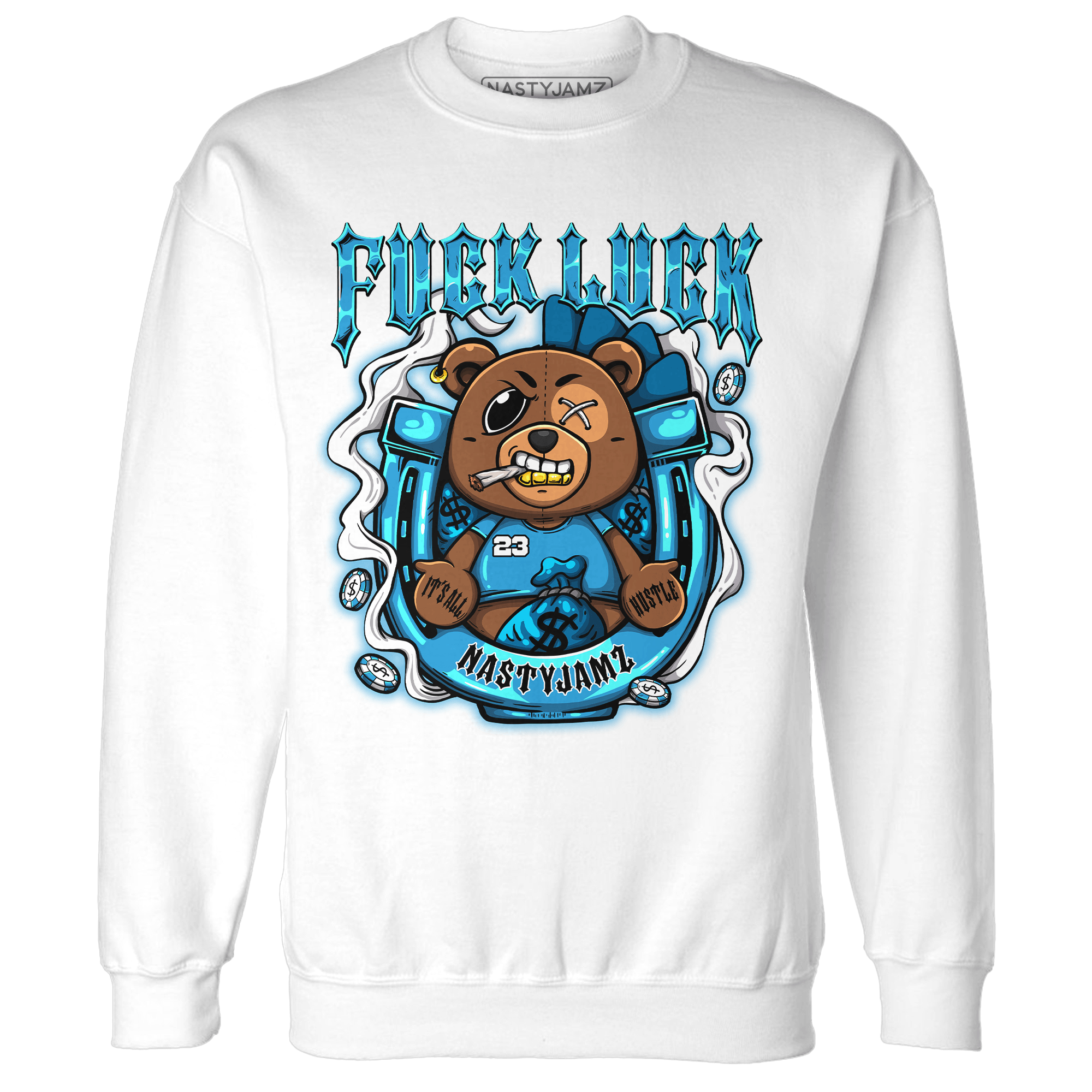 Powder Blue 9s Sweatshirt Match F Luck BER - NastyJamz