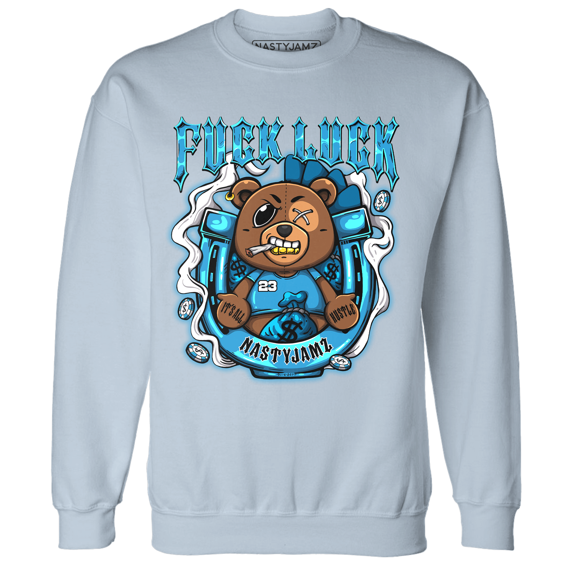 Powder Blue 9s Sweatshirt Match F Luck BER - NastyJamz