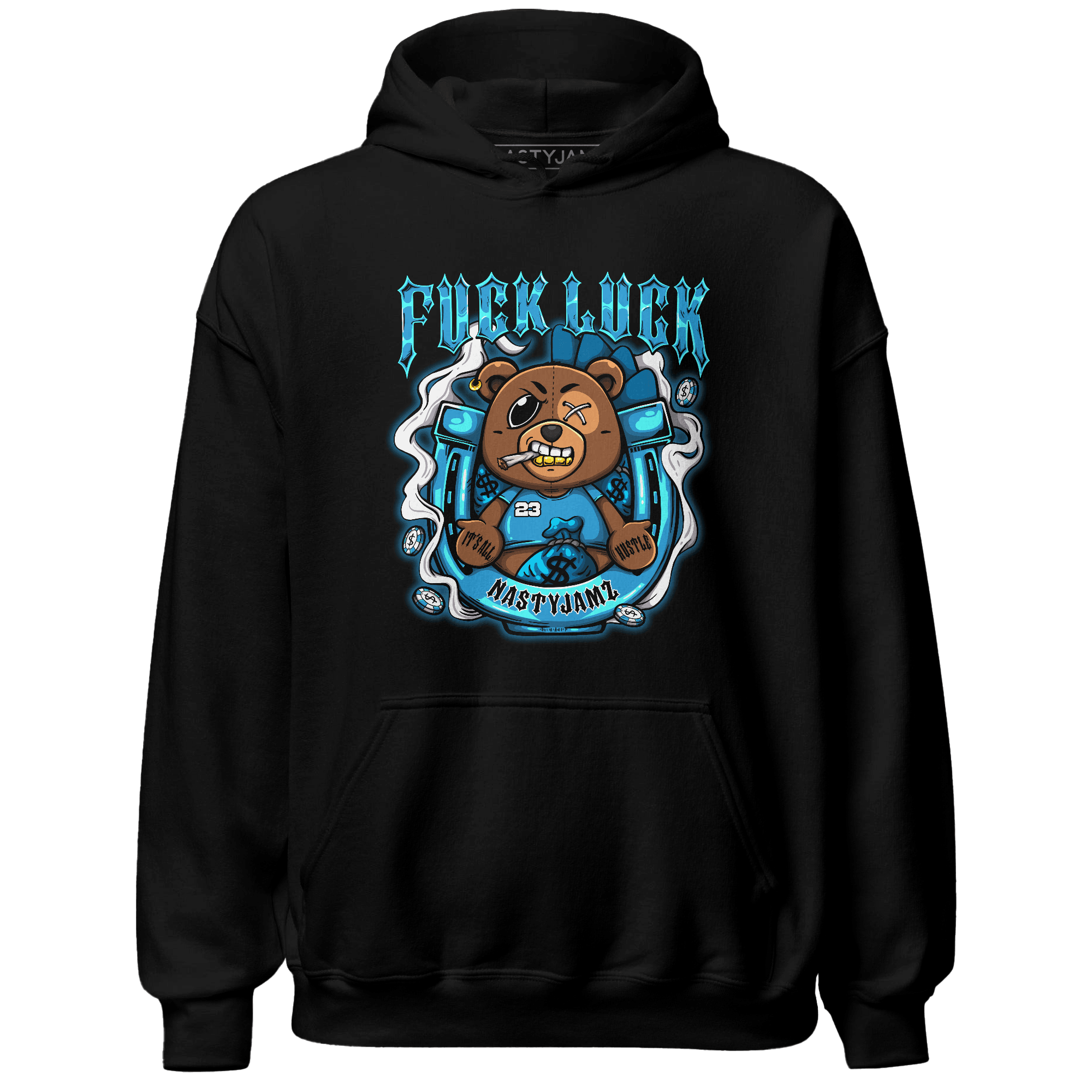 Powder Blue 9s Hoodie Match F Luck BER - NastyJamz