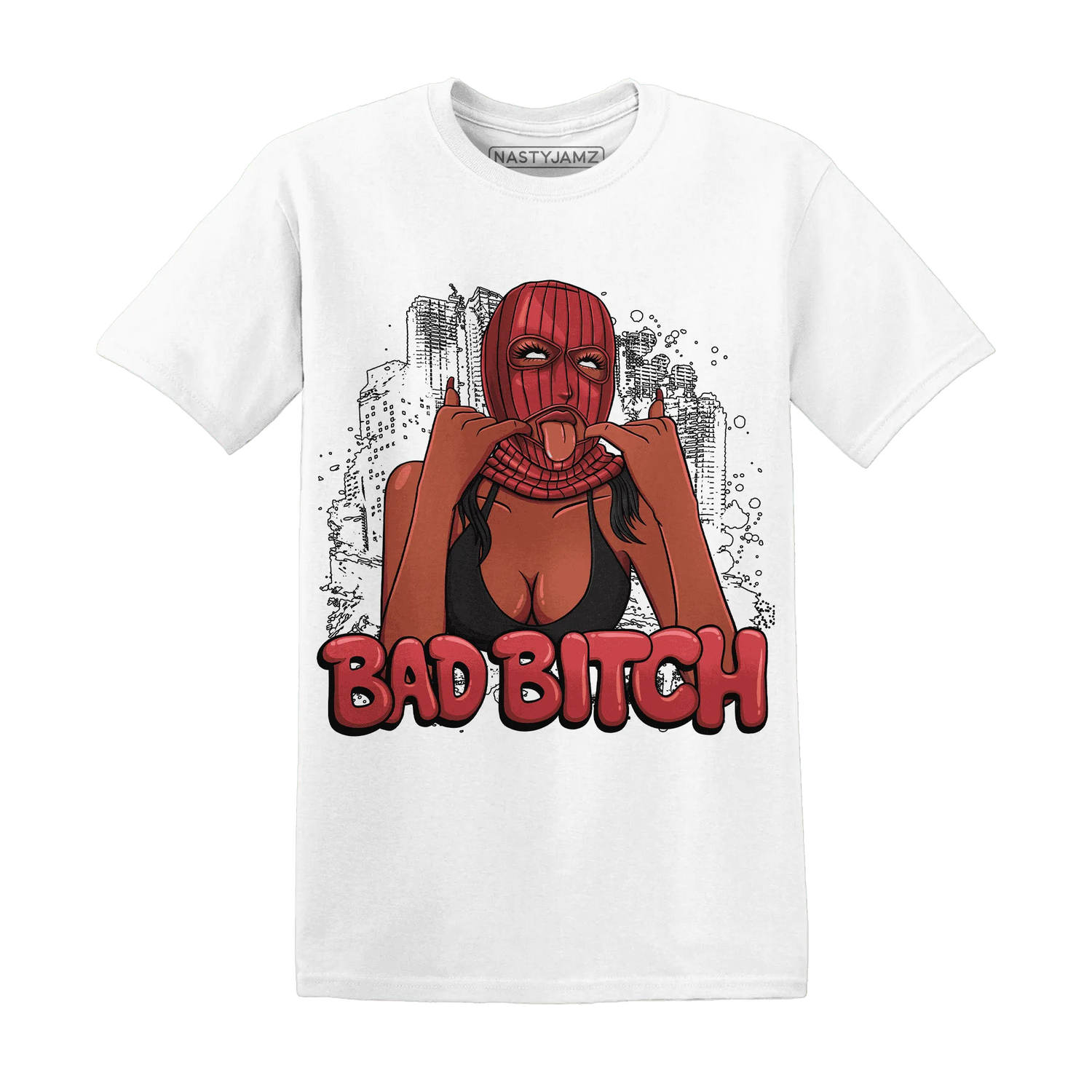 Black-Toe-Reimagined-Red-White-1s-T-Shirt-Match-Gangster-Bad-Bitch