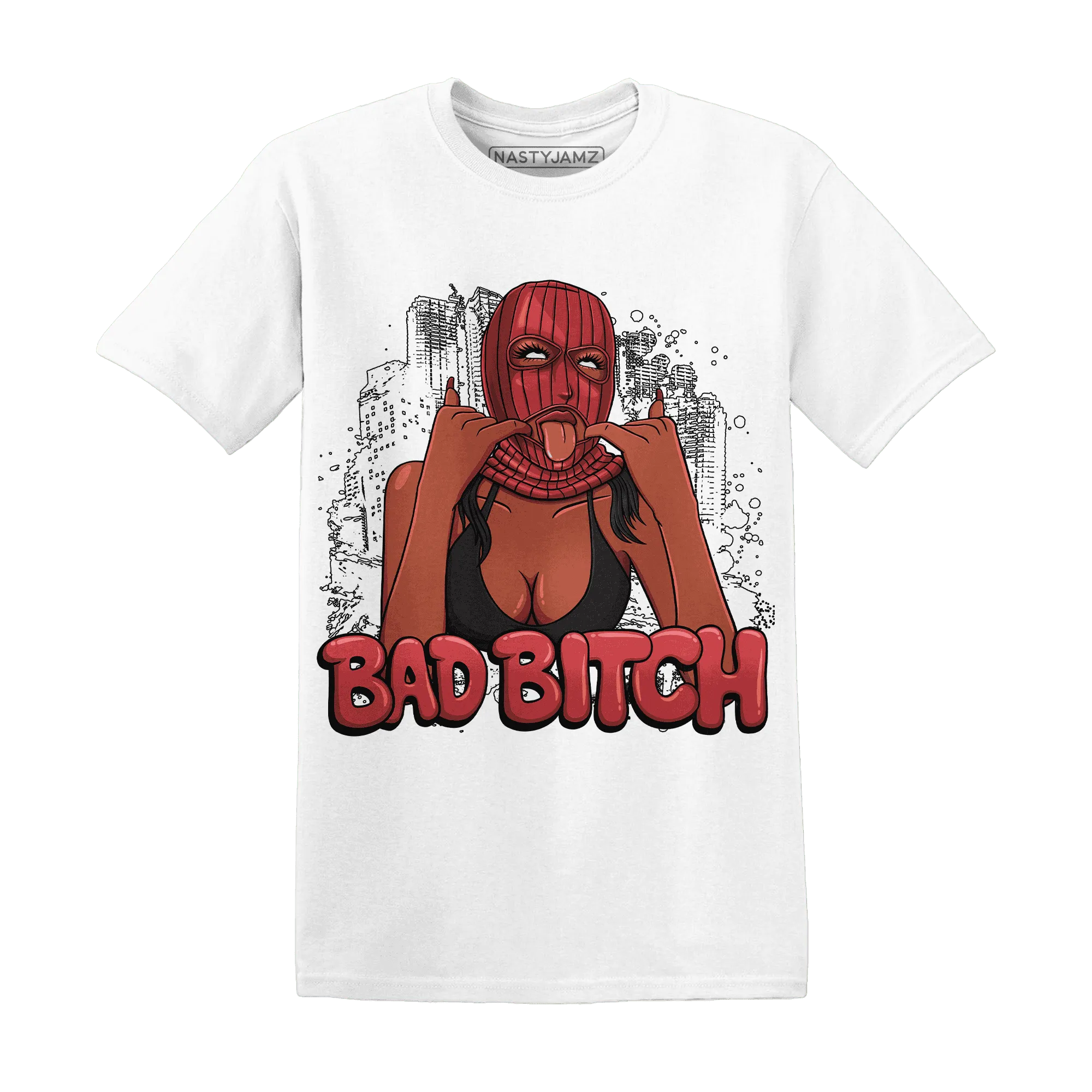 Black-Toe-Reimagined-Red-White-1s-T-Shirt-Match-Gangster-Bad-Bitch