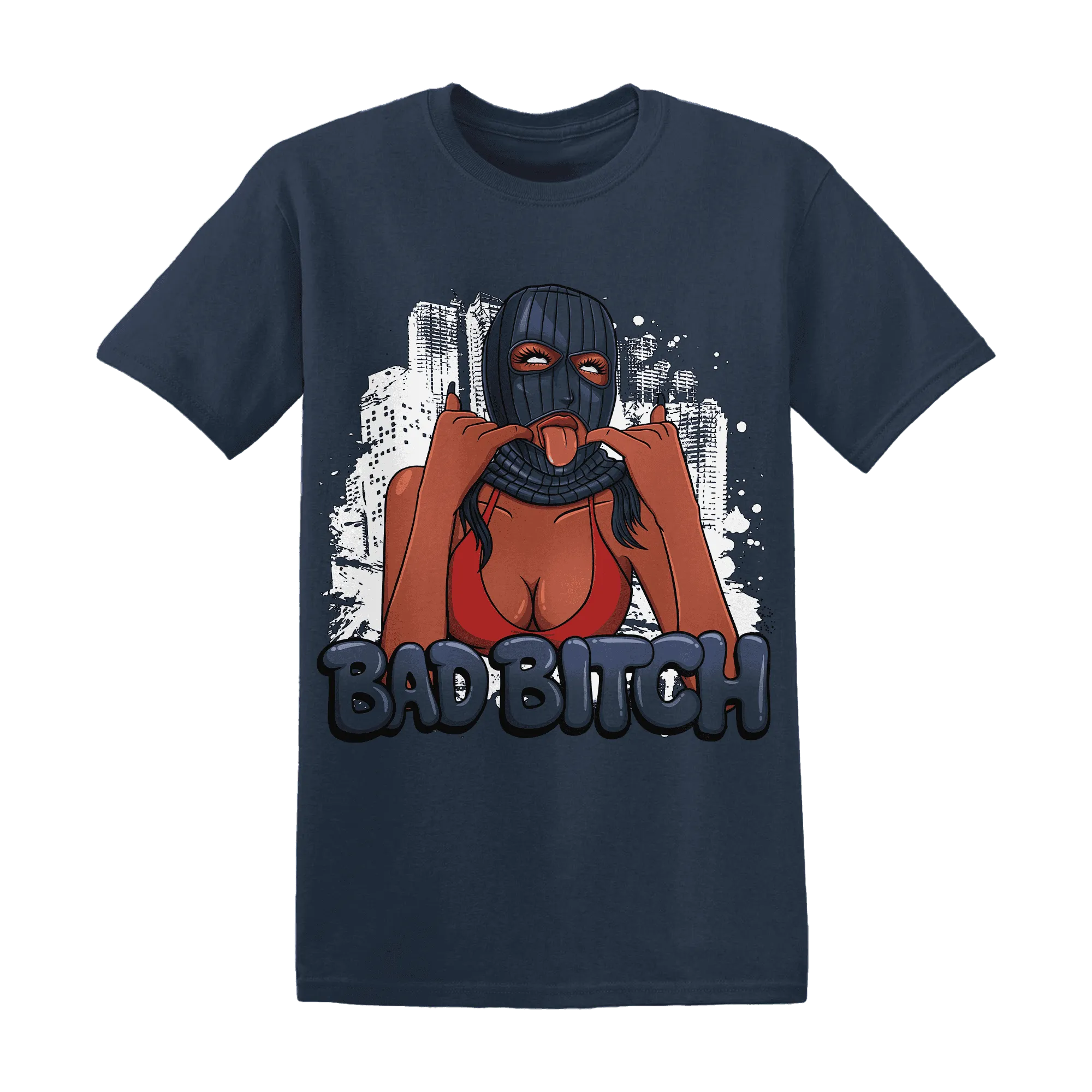 White-Navy-6s-T-Shirt-Match-Gangster-Bad-Bitch