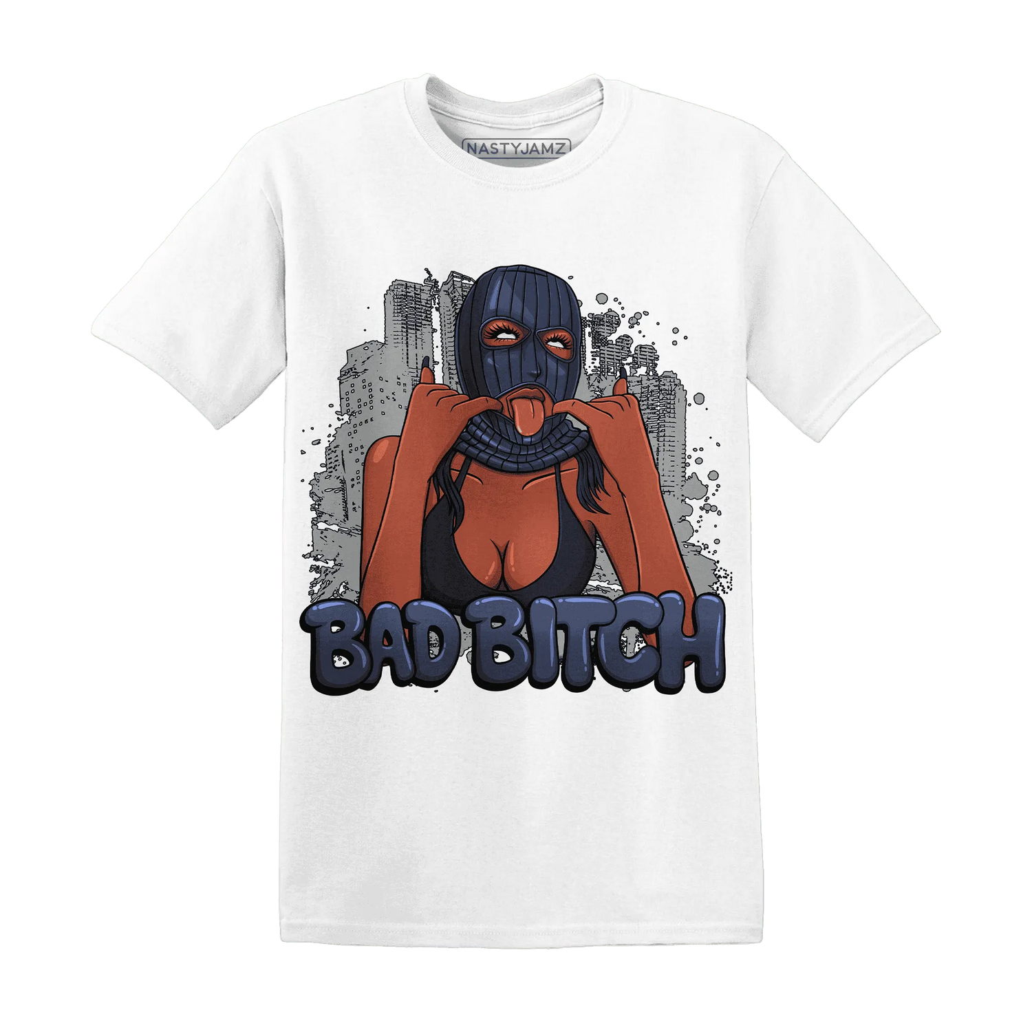 VaporMax-Plus-Midnight-Navy-White-Metallic-Silver-T-Shirt-Match-Gangster-Bad-Bitch