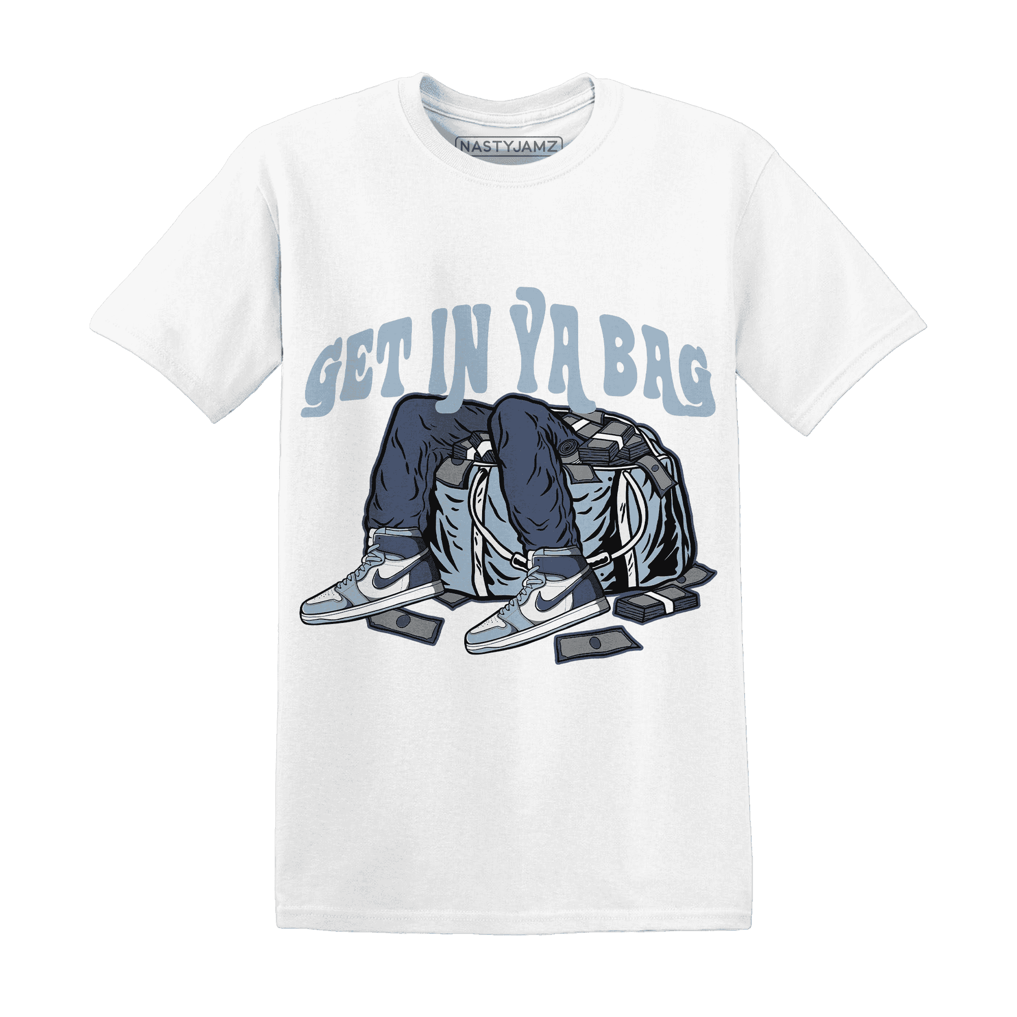 Mid Diffused Blue Grey 1s T Shirt Match Get In Ya Bag - NastyJamz