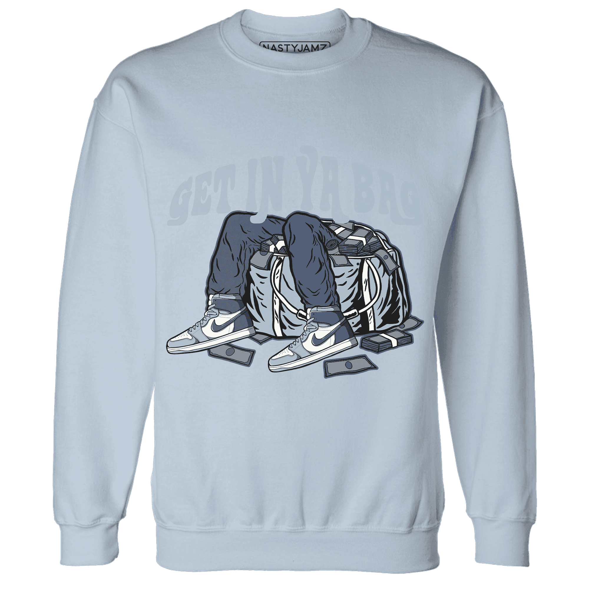 Mid Diffused Blue Grey 1s Sweatshirt Match Get In Ya Bag - NastyJamz
