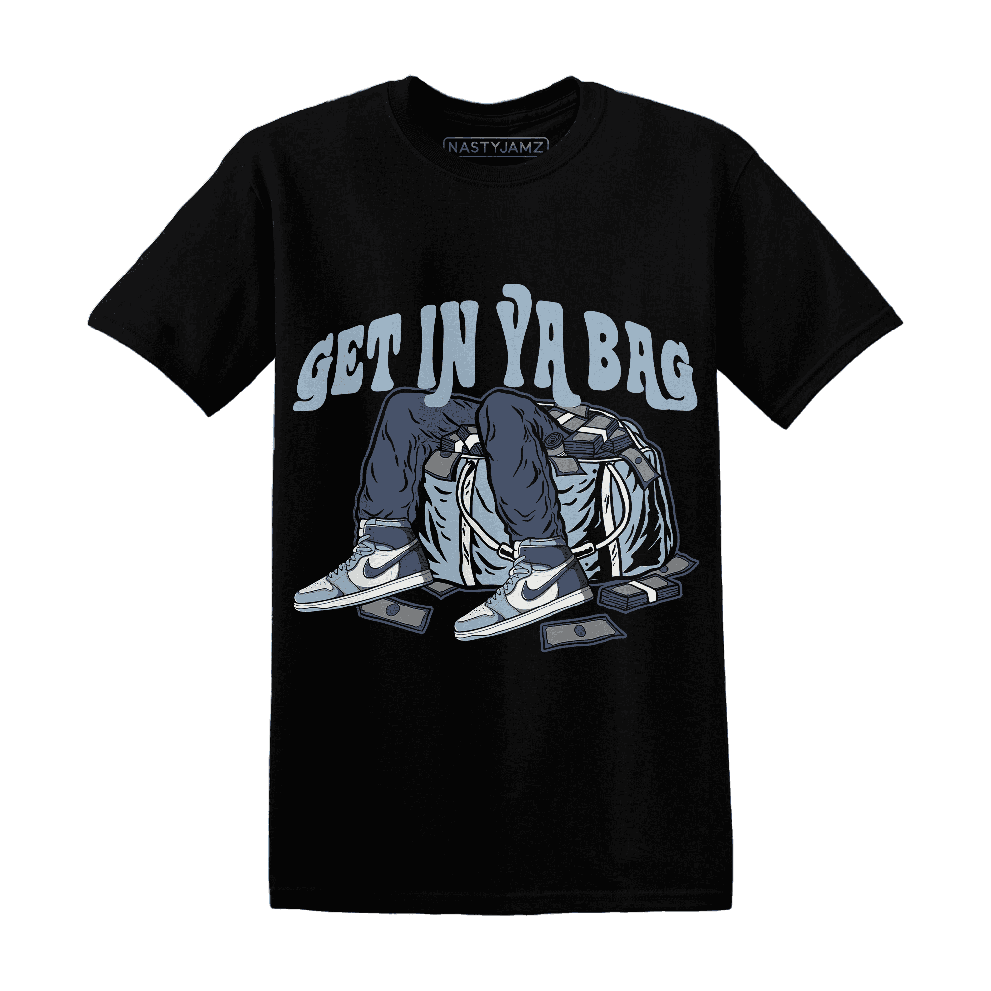 Mid Diffused Blue Grey 1s T Shirt Match Get In Ya Bag - NastyJamz