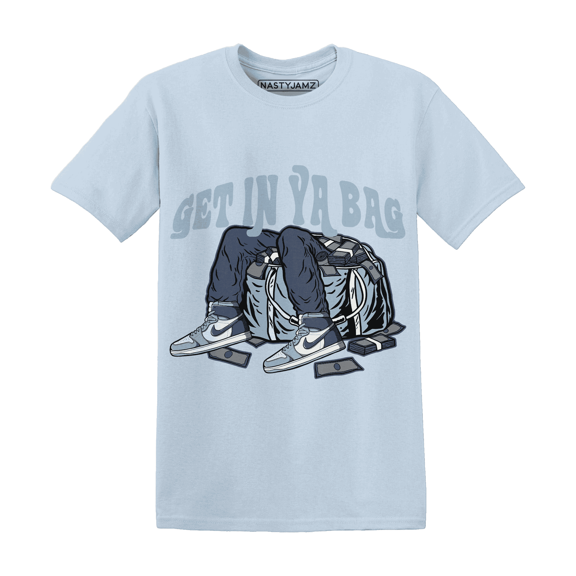 Mid Diffused Blue Grey 1s T Shirt Match Get In Ya Bag - NastyJamz