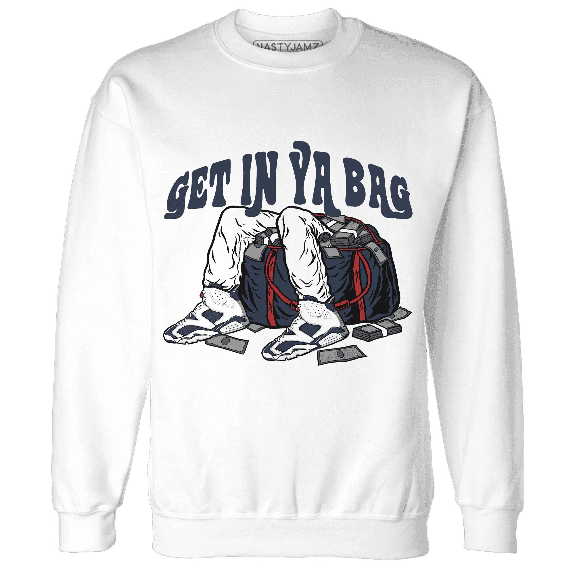 White-Navy-6s-Sweatshirt-Match-Get-In-Ya-Bag
