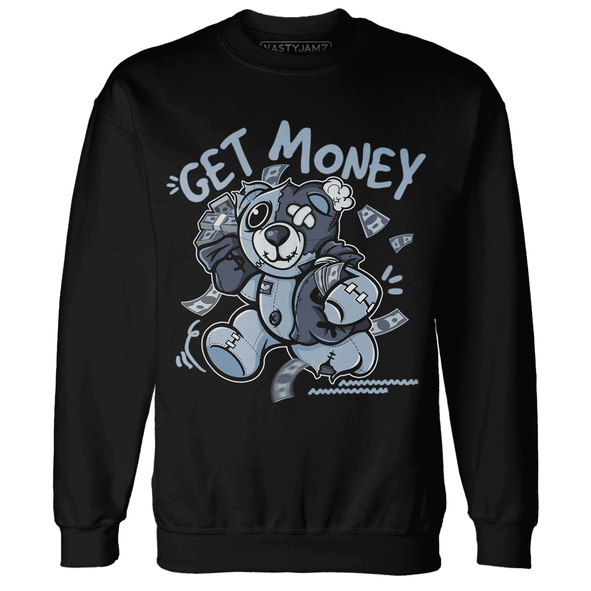 Mid Diffused Blue Grey 1s Sweatshirt Match Get Money BER - NastyJamz