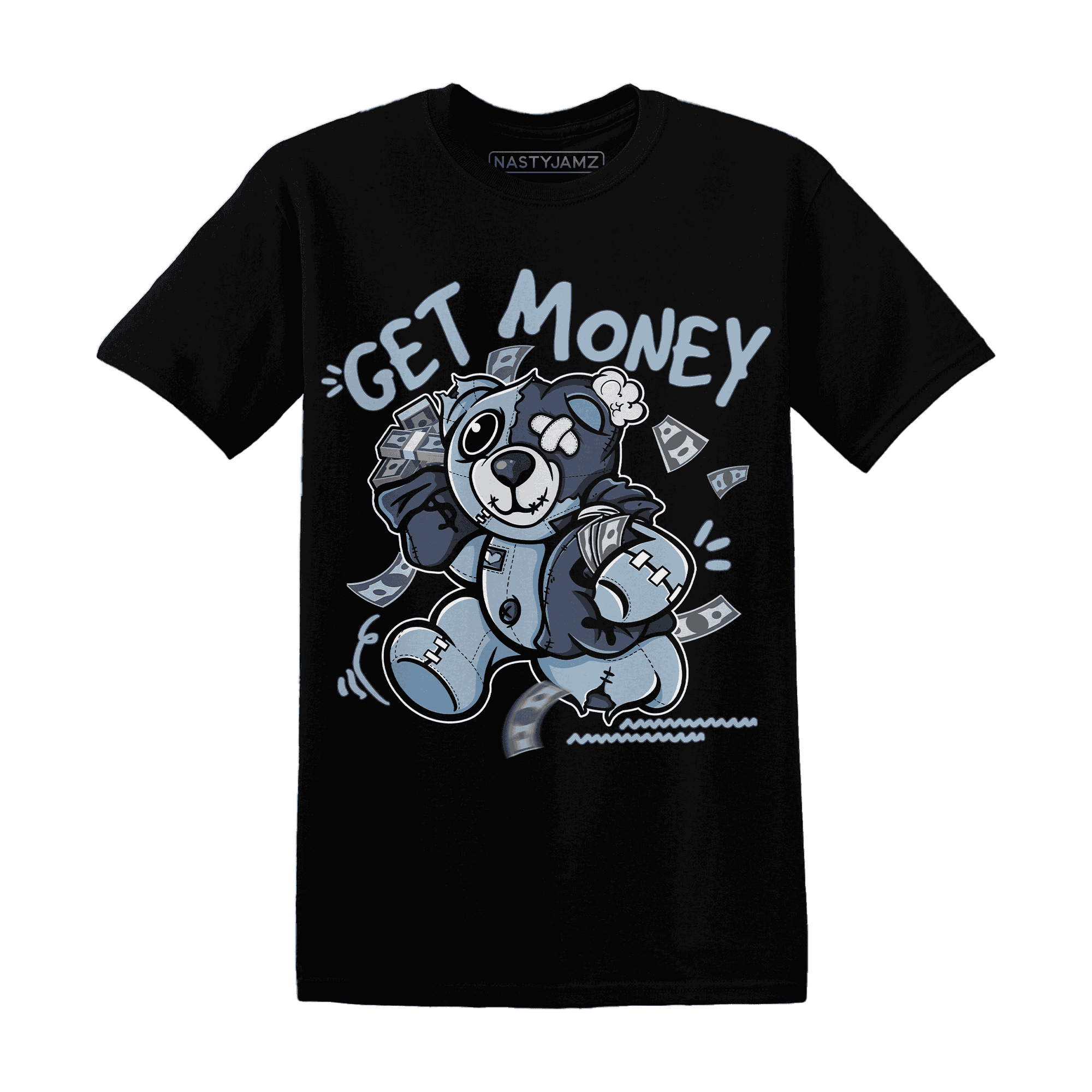 Mid Diffused Blue Grey 1s T Shirt Match Get Money BER - NastyJamz