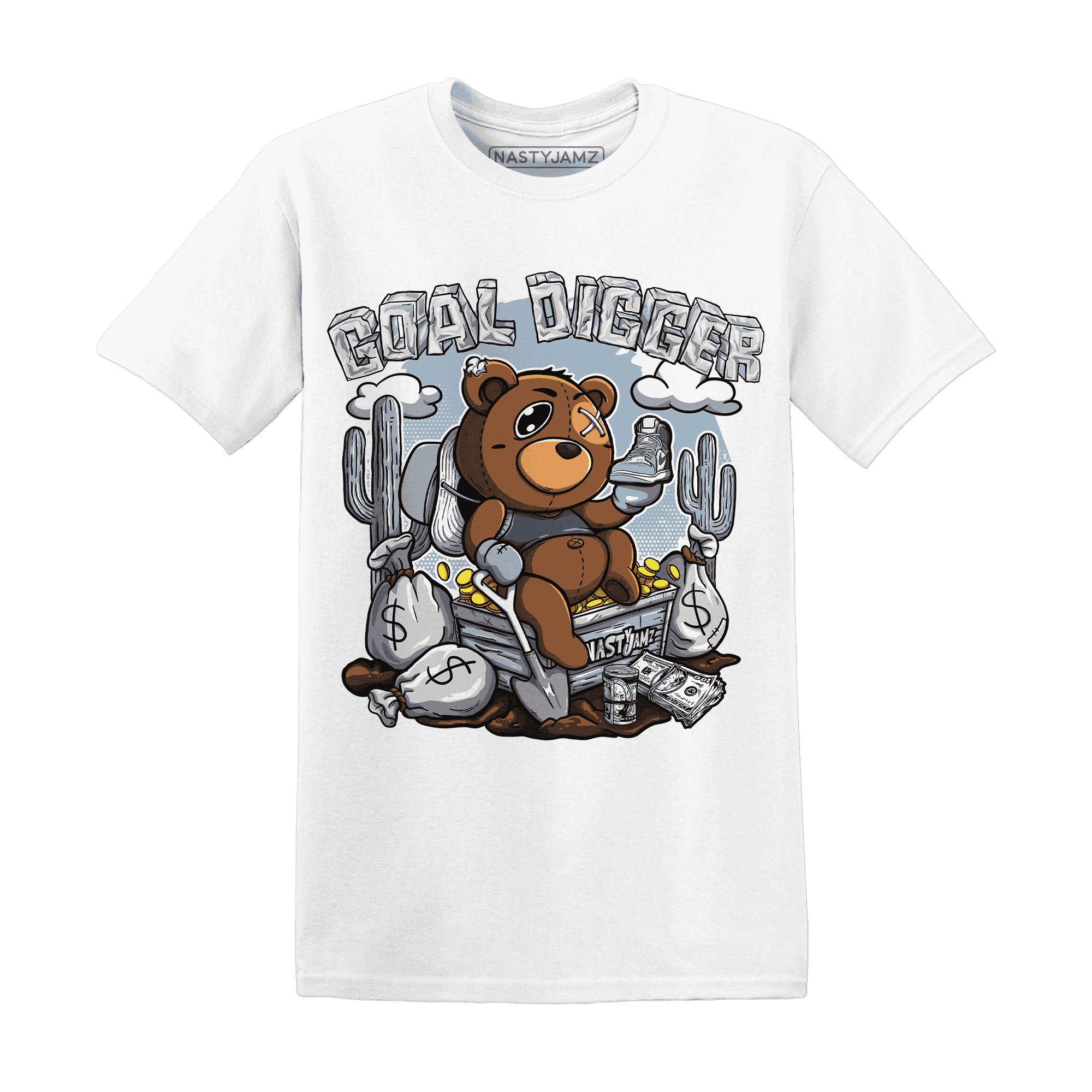 Mid Diffused Blue Grey 1s T Shirt Match Goal Digger Planner - NastyJamz