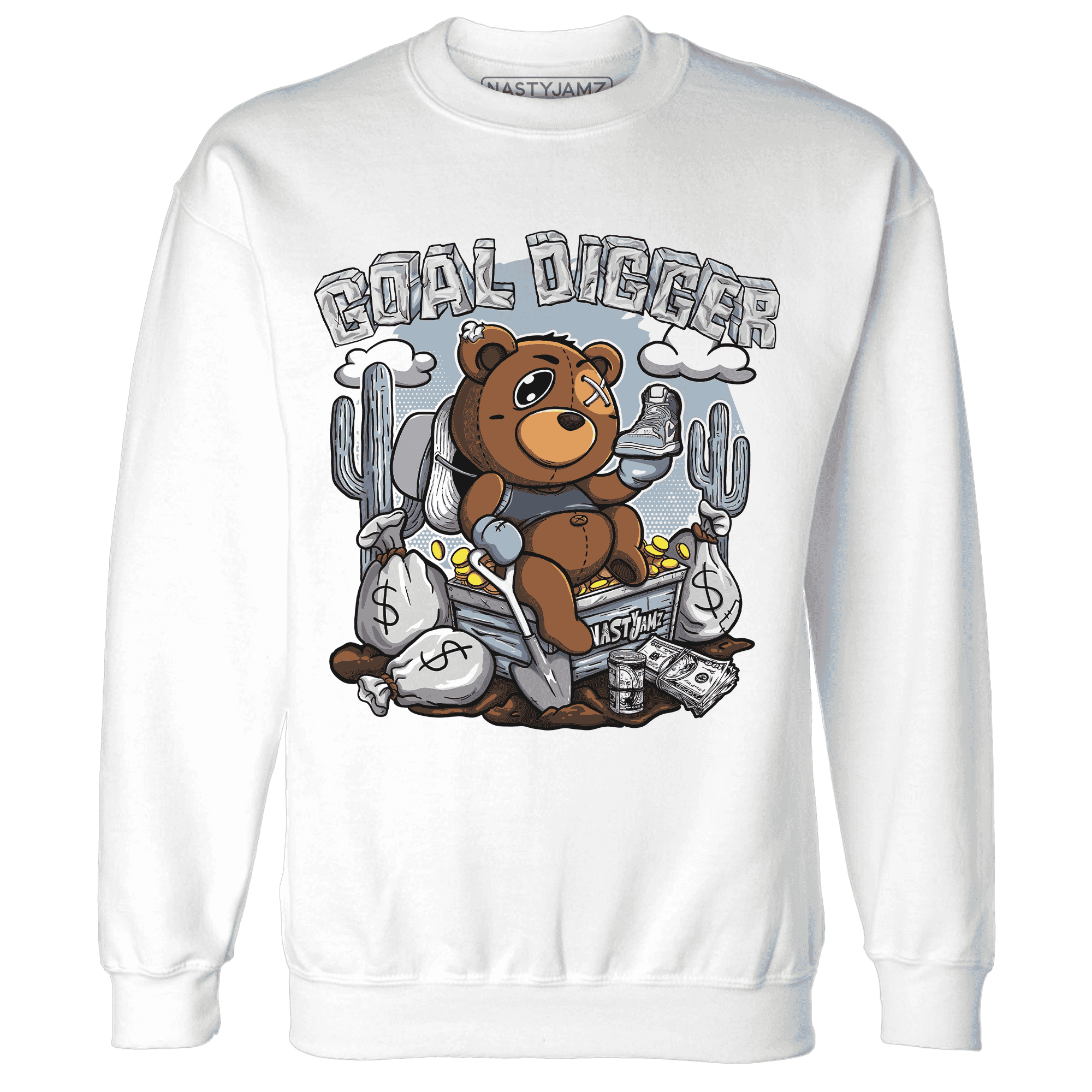 Mid Diffused Blue Grey 1s Sweatshirt Match Goal Digger Planner - NastyJamz