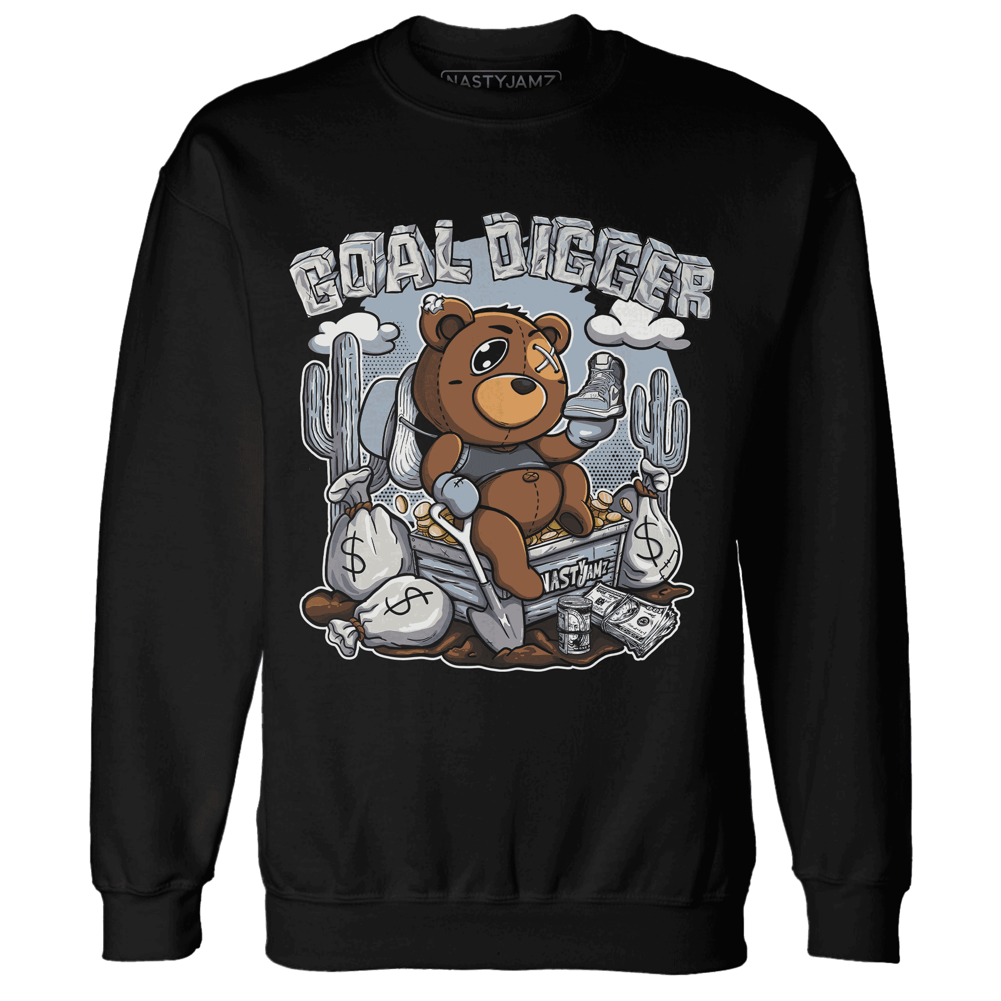 Mid Diffused Blue Grey 1s Sweatshirt Match Goal Digger Planner - NastyJamz