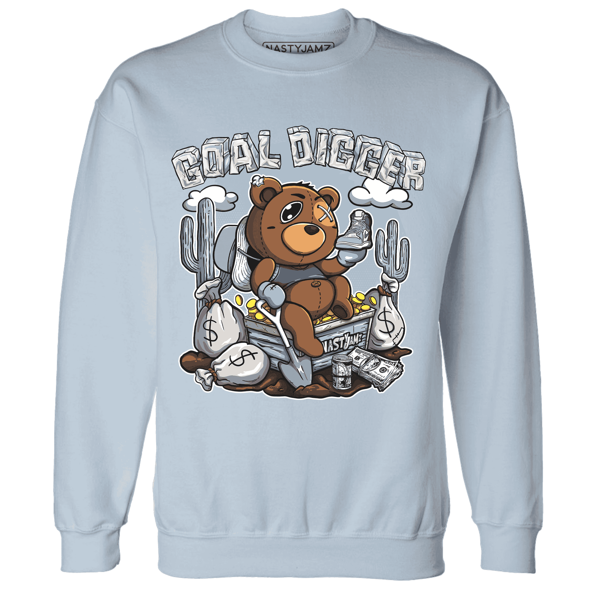 Mid Diffused Blue Grey 1s Sweatshirt Match Goal Digger Planner - NastyJamz