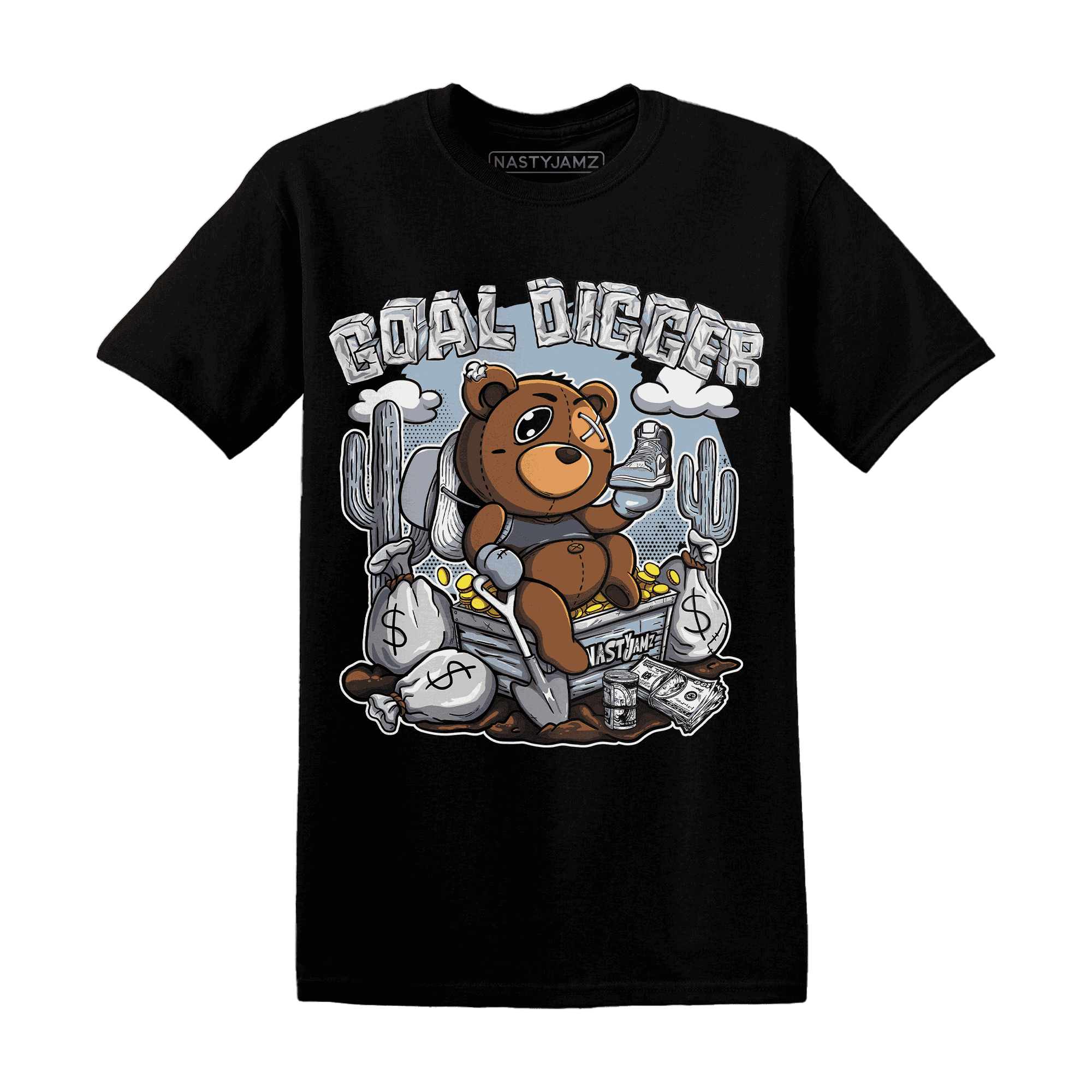 Mid Diffused Blue Grey 1s T Shirt Match Goal Digger Planner - NastyJamz