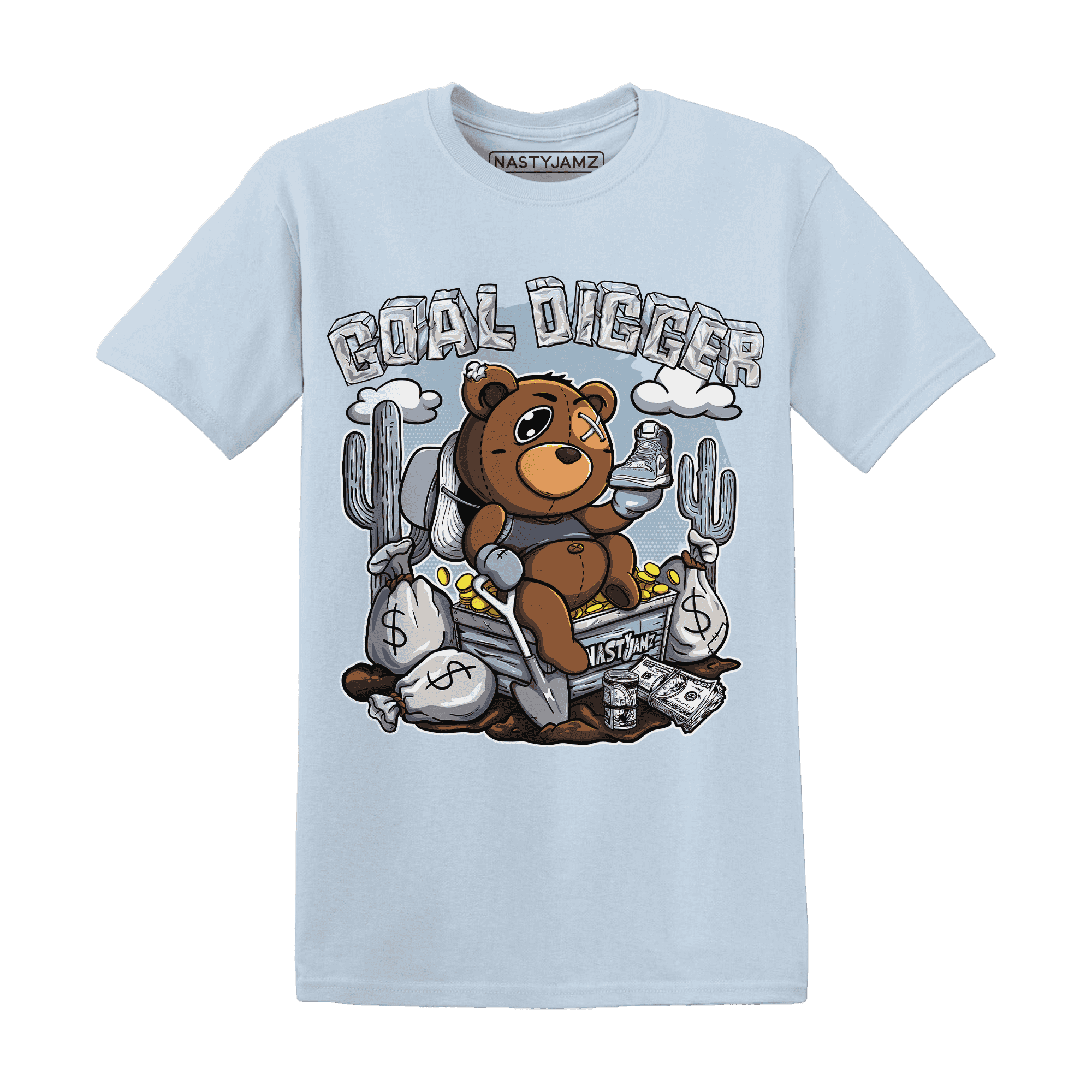 Mid Diffused Blue Grey 1s T Shirt Match Goal Digger Planner - NastyJamz