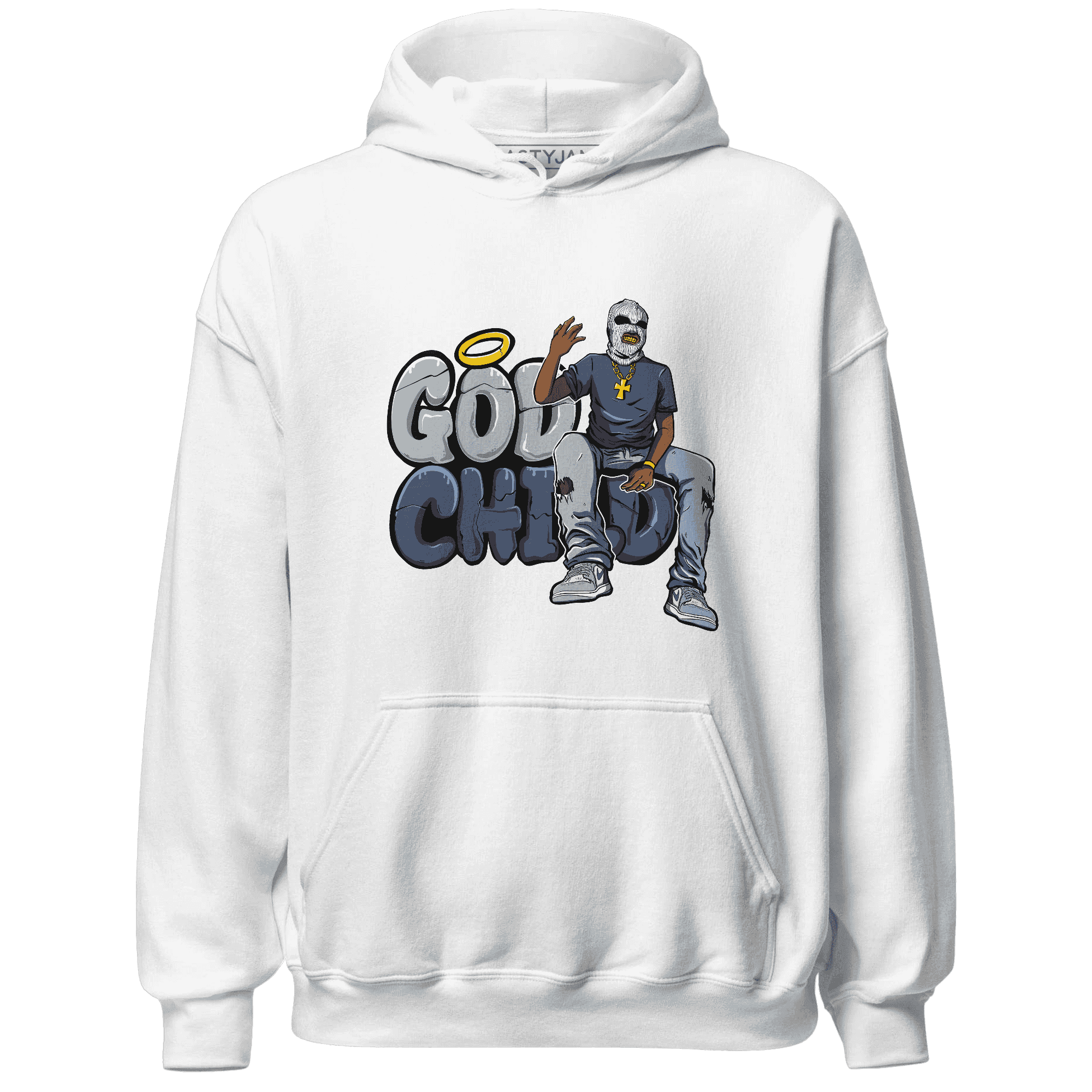 Mid Diffused Blue Grey 1s Hoodie Match God Child - NastyJamz