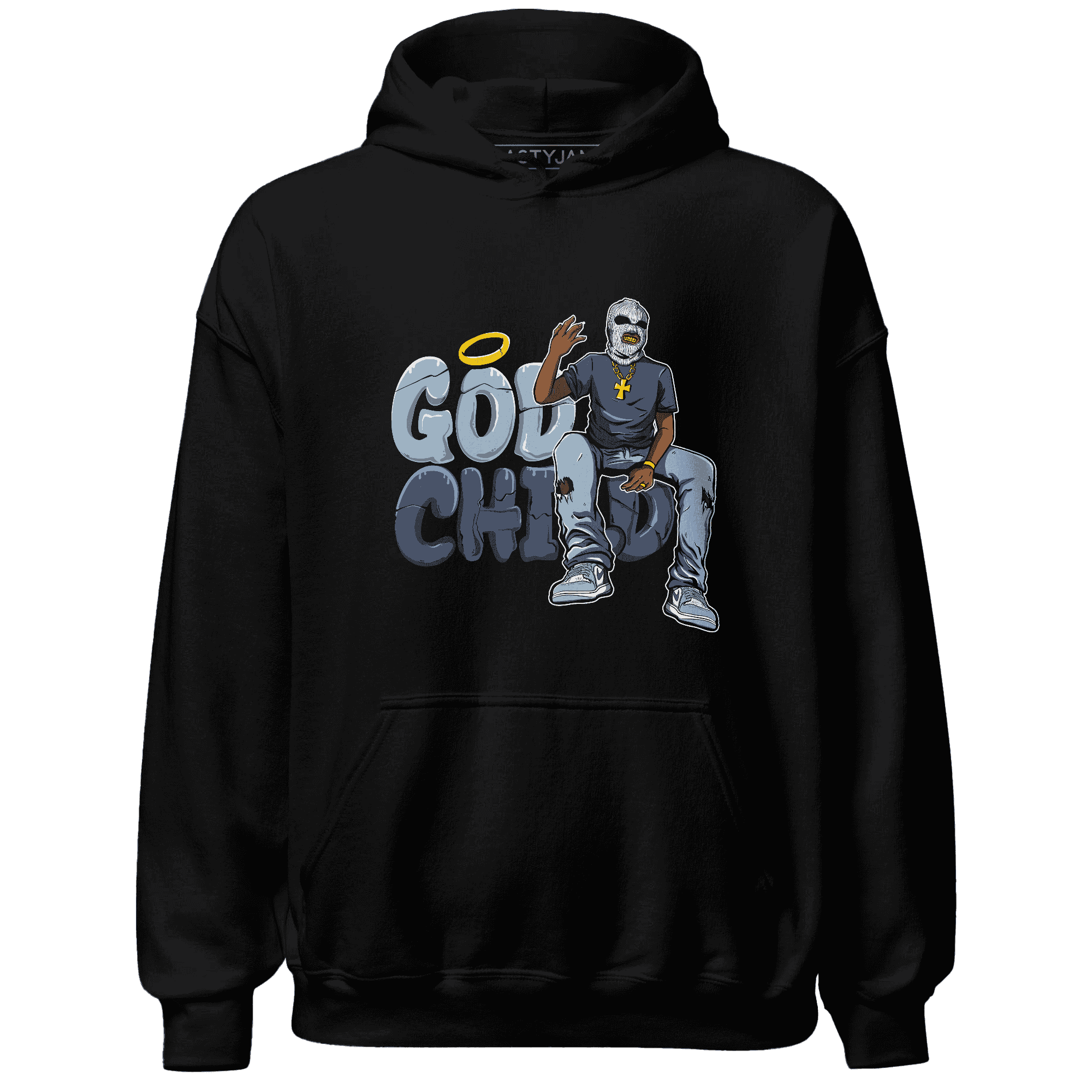 Mid Diffused Blue Grey 1s Hoodie Match God Child - NastyJamz