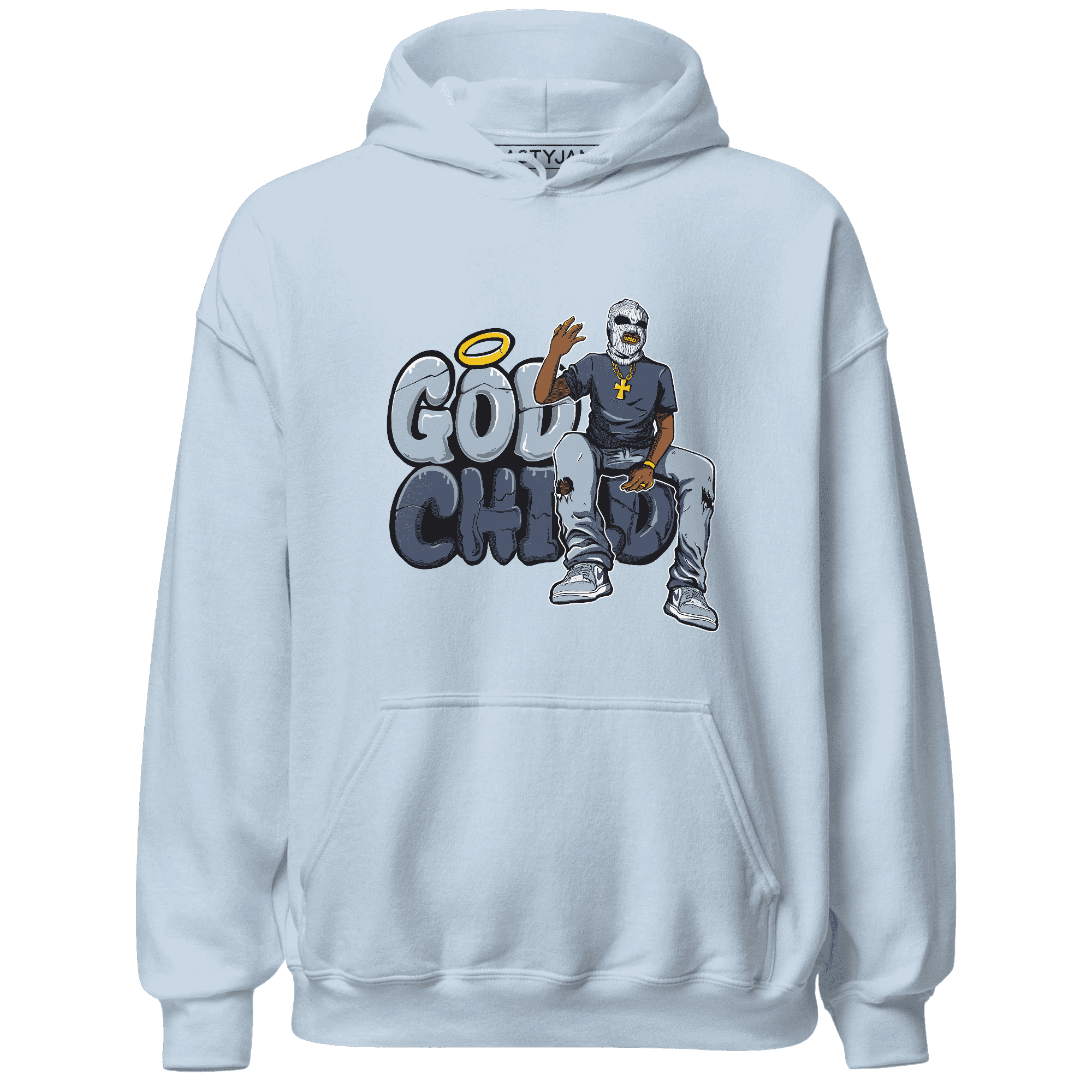 Mid Diffused Blue Grey 1s Hoodie Match God Child - NastyJamz