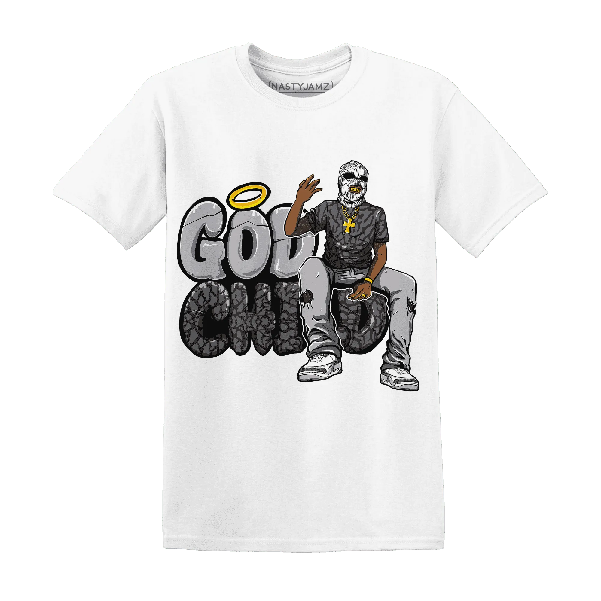 Cement-Grey-3s-T-Shirt-Match-God-Child