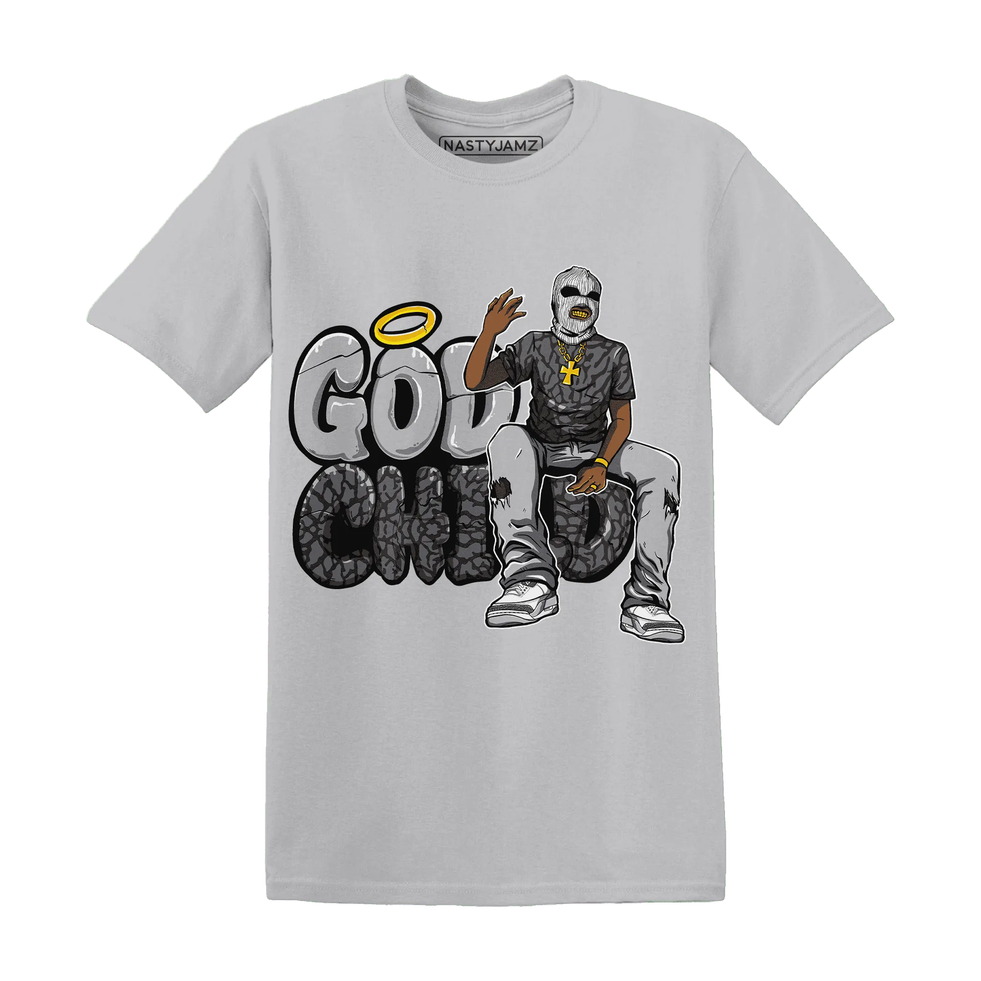 Cement-Grey-3s-T-Shirt-Match-God-Child