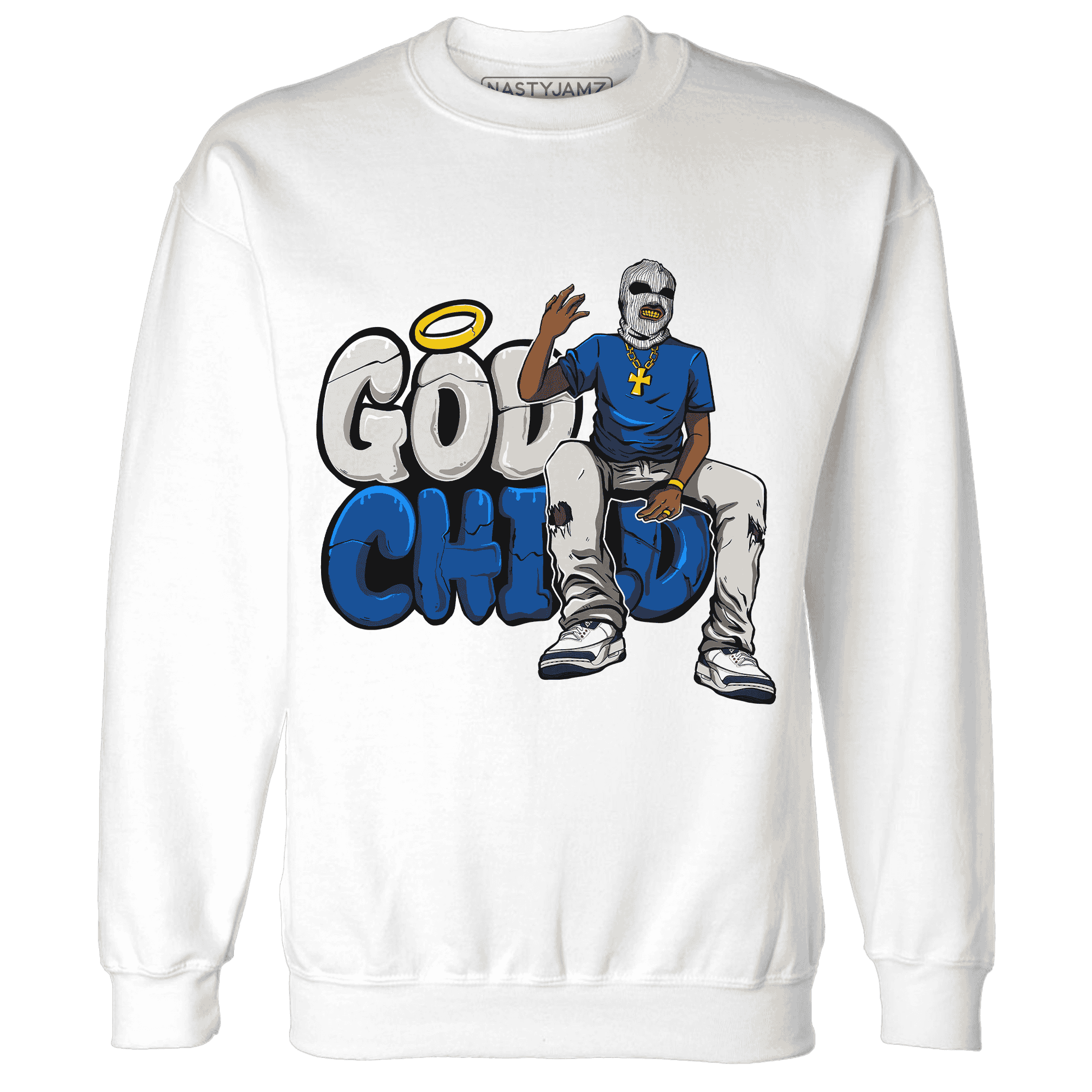 Quaiii 54 3s Sweatshirt Match God Child - NastyJamz