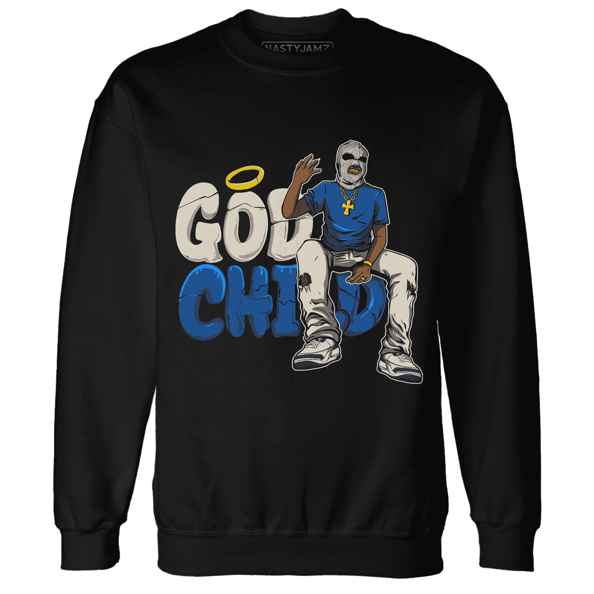 Quaiii 54 3s Sweatshirt Match God Child - NastyJamz