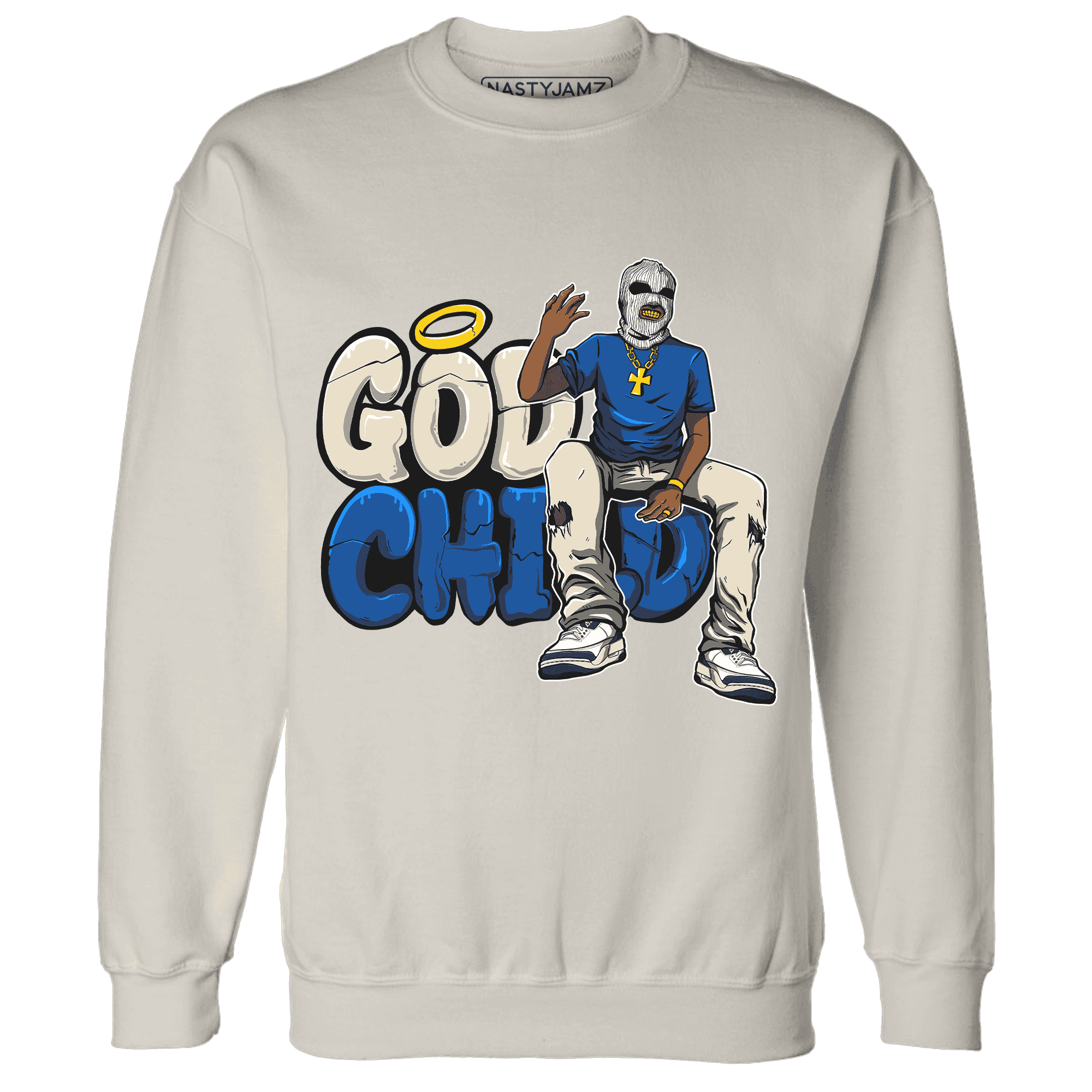 Quaiii 54 3s Sweatshirt Match God Child - NastyJamz