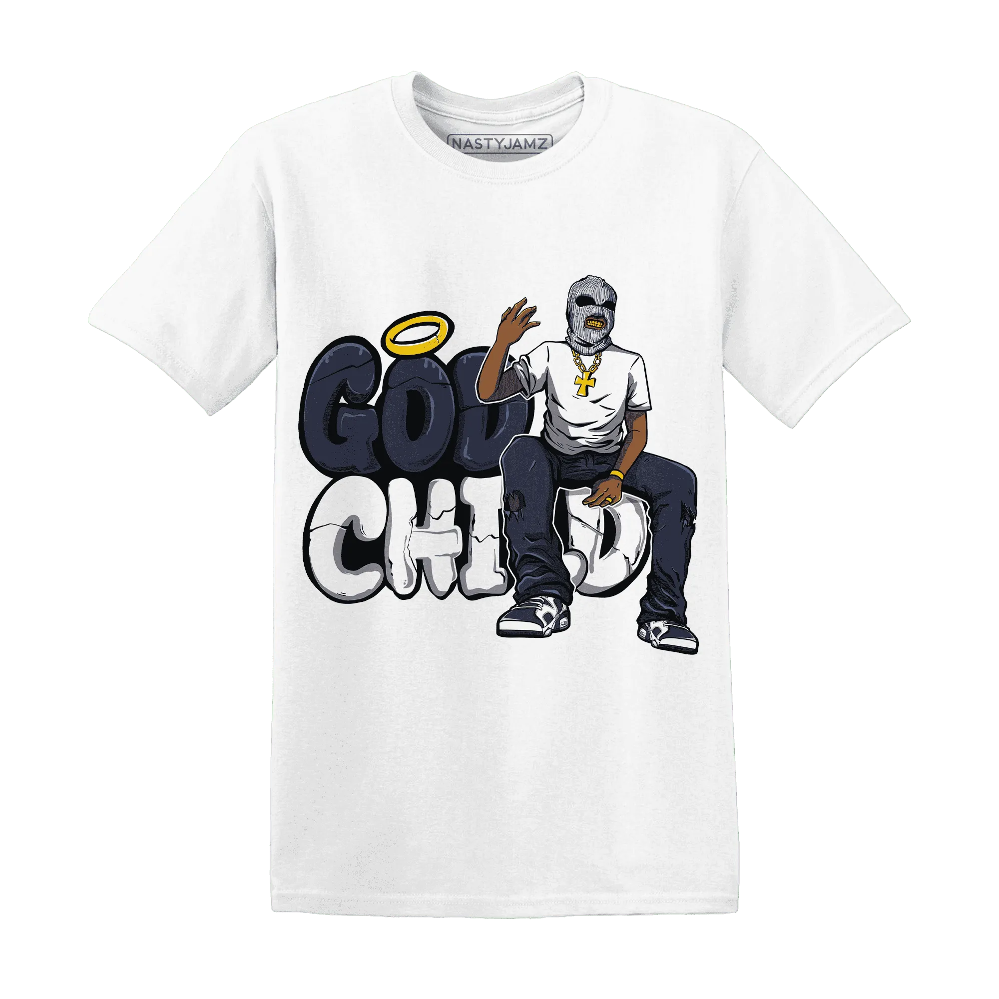 White-Navy-6s-T-Shirt-Match-God-Child
