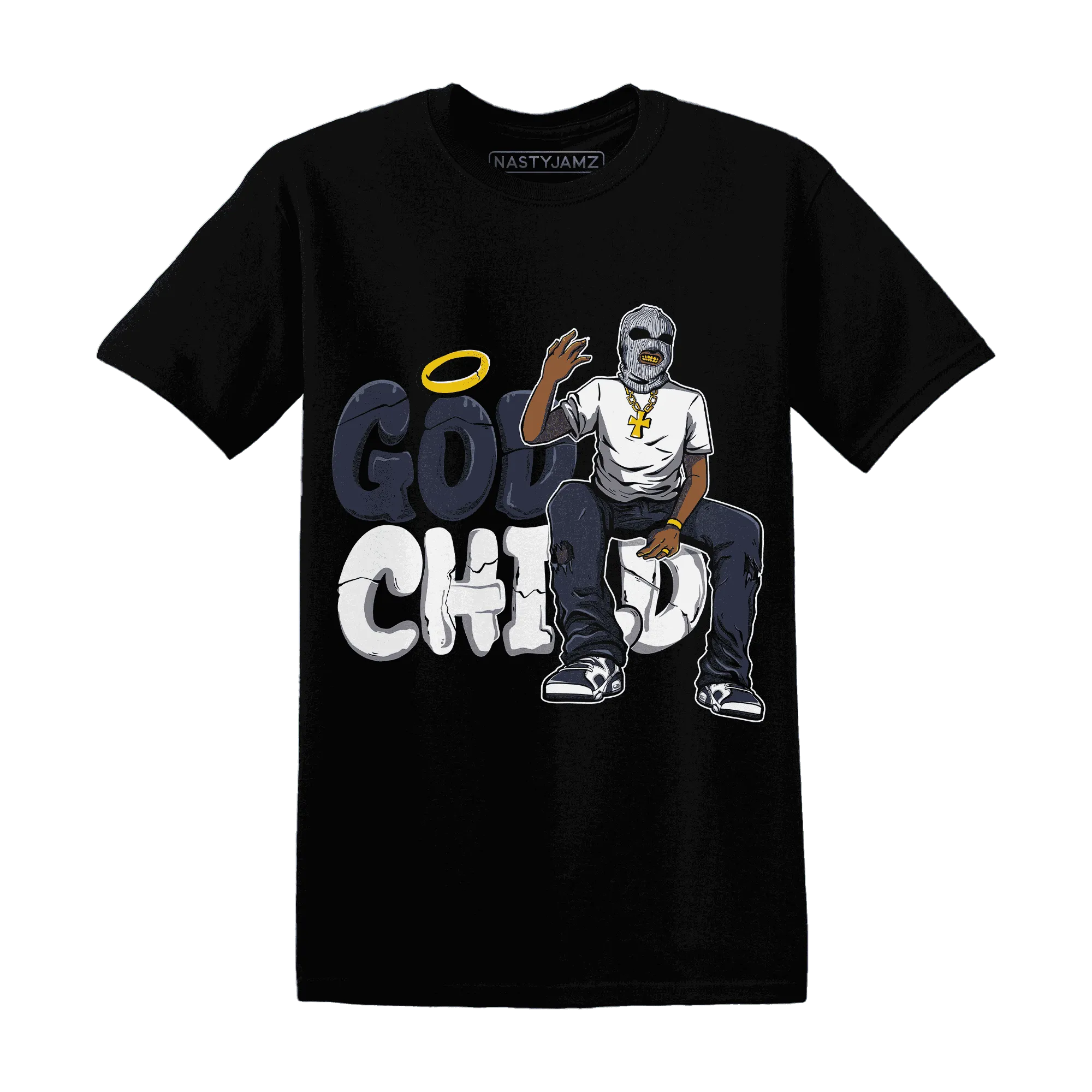 White-Navy-6s-T-Shirt-Match-God-Child