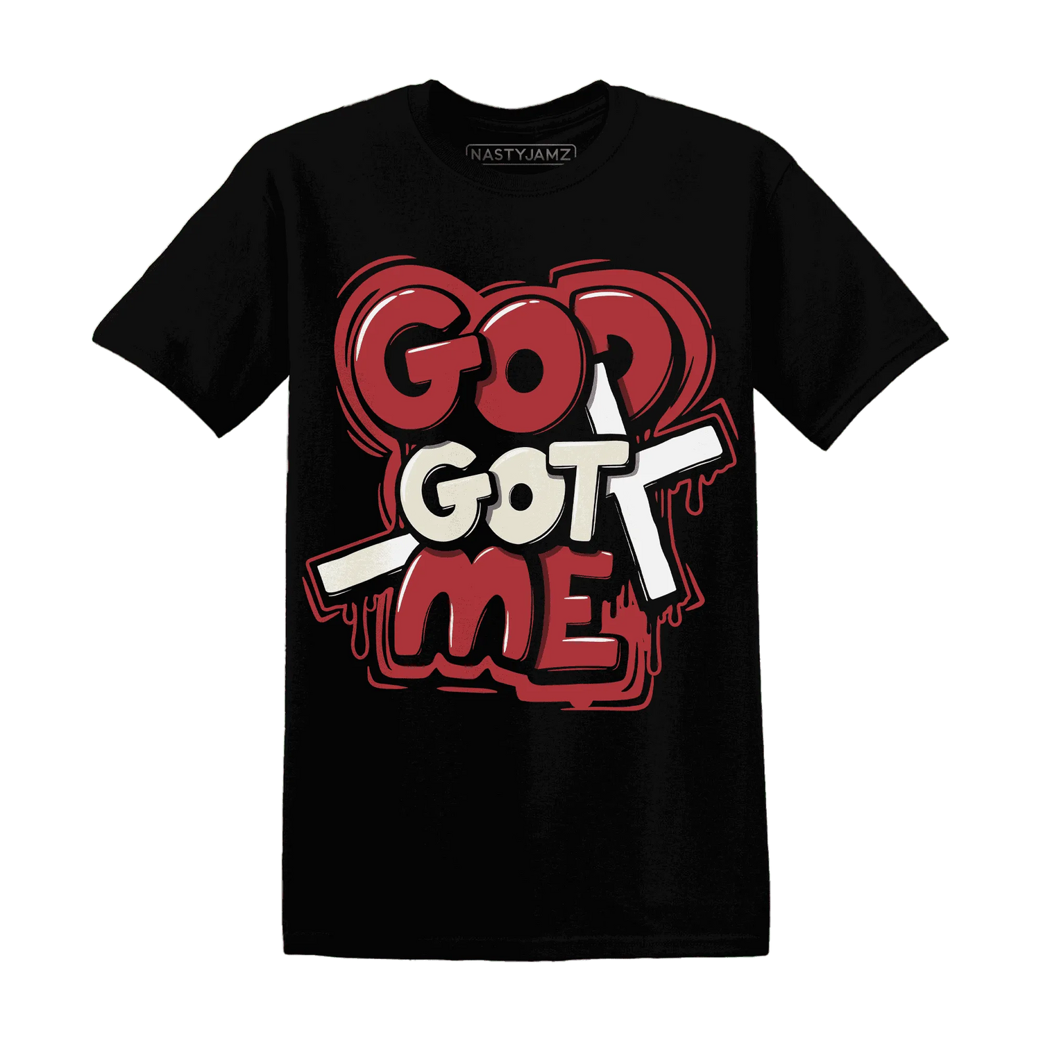 Black-Toe-Reimagined-Red-White-1s-T-Shirt-Match-God-Got-Me