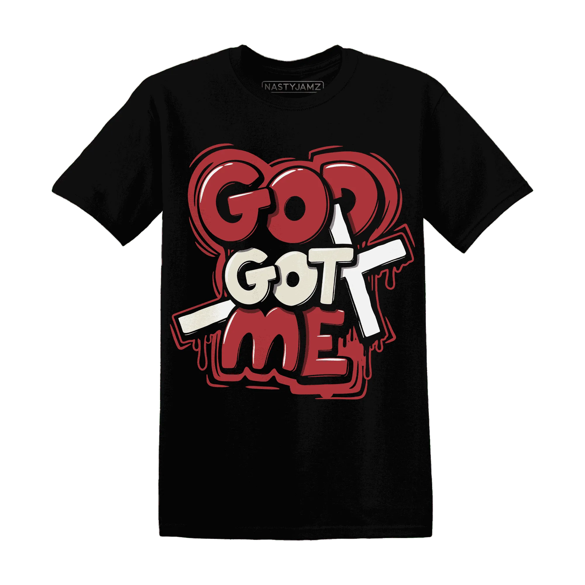 Black-Toe-Reimagined-Red-White-1s-T-Shirt-Match-God-Got-Me