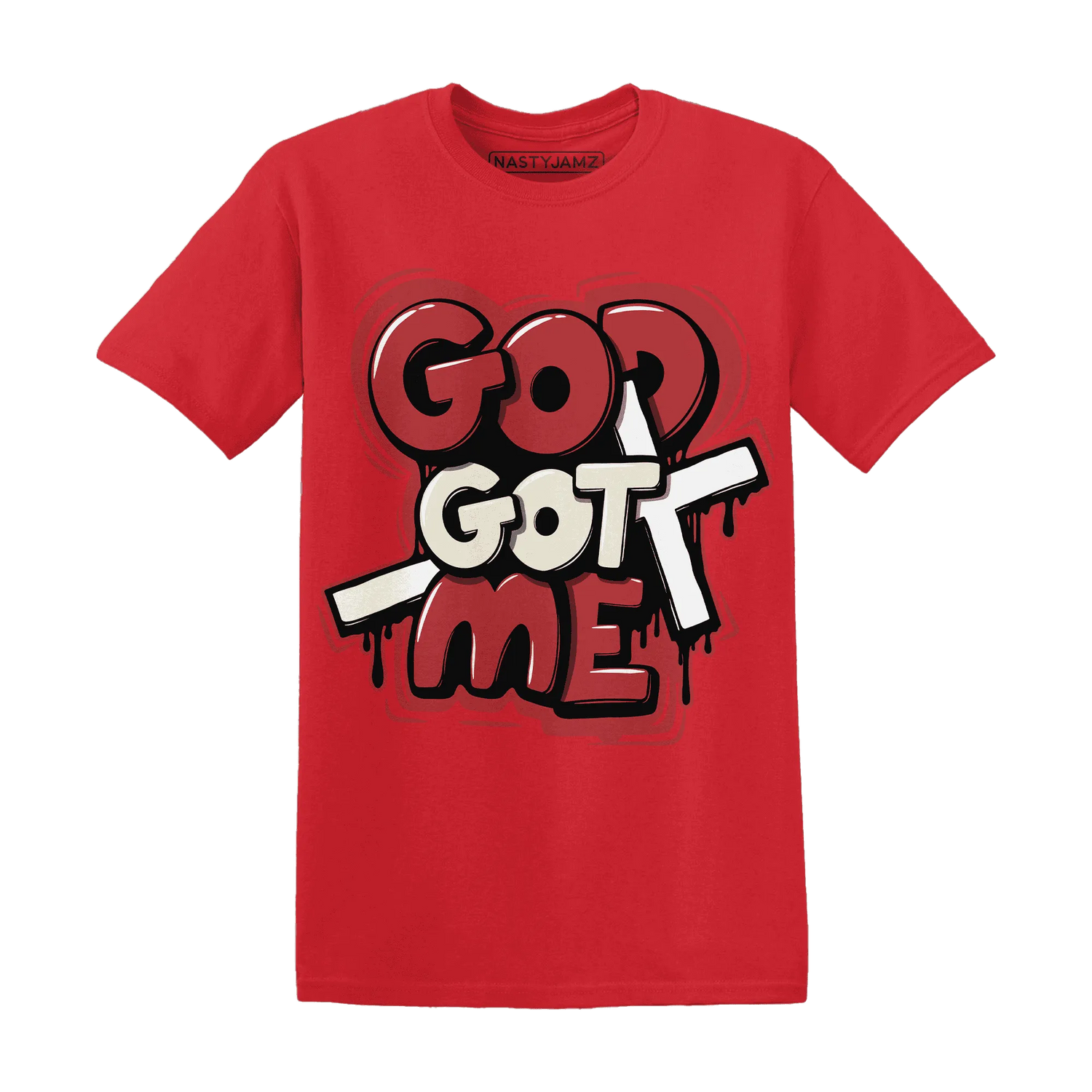 Black-Toe-Reimagined-Red-White-1s-T-Shirt-Match-God-Got-Me