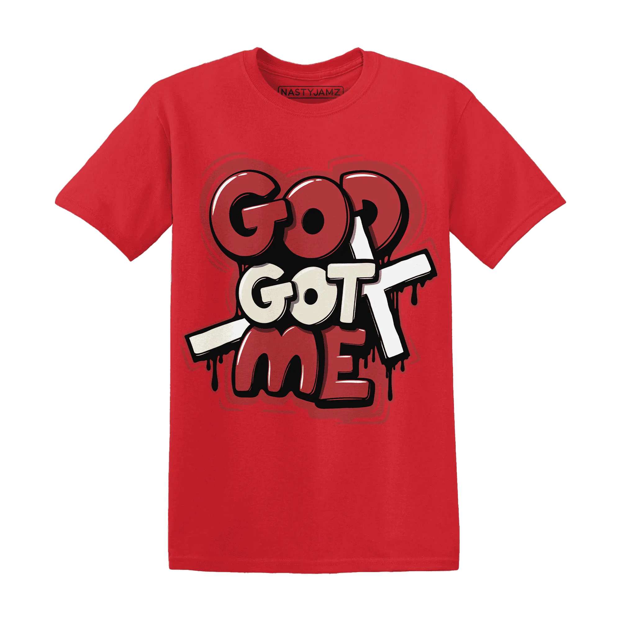 Black-Toe-Reimagined-Red-White-1s-T-Shirt-Match-God-Got-Me