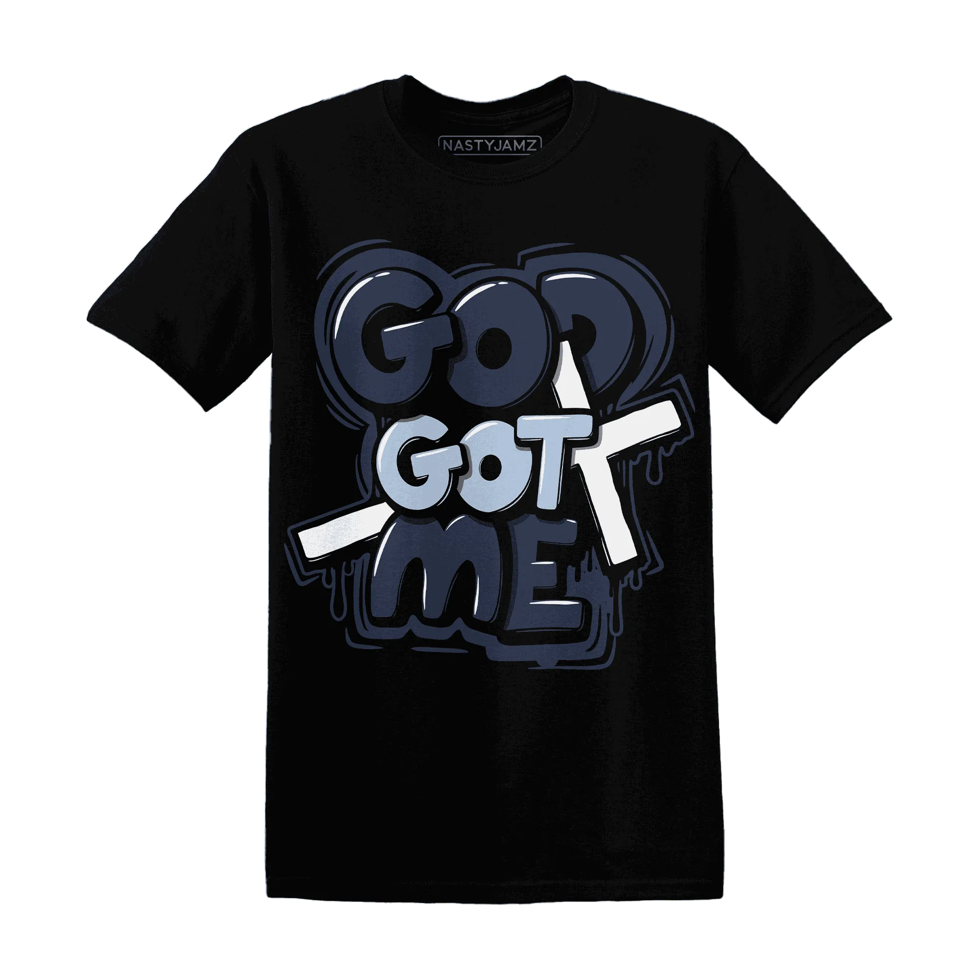 White-Navy-6s-T-Shirt-Match-God-Got-Me