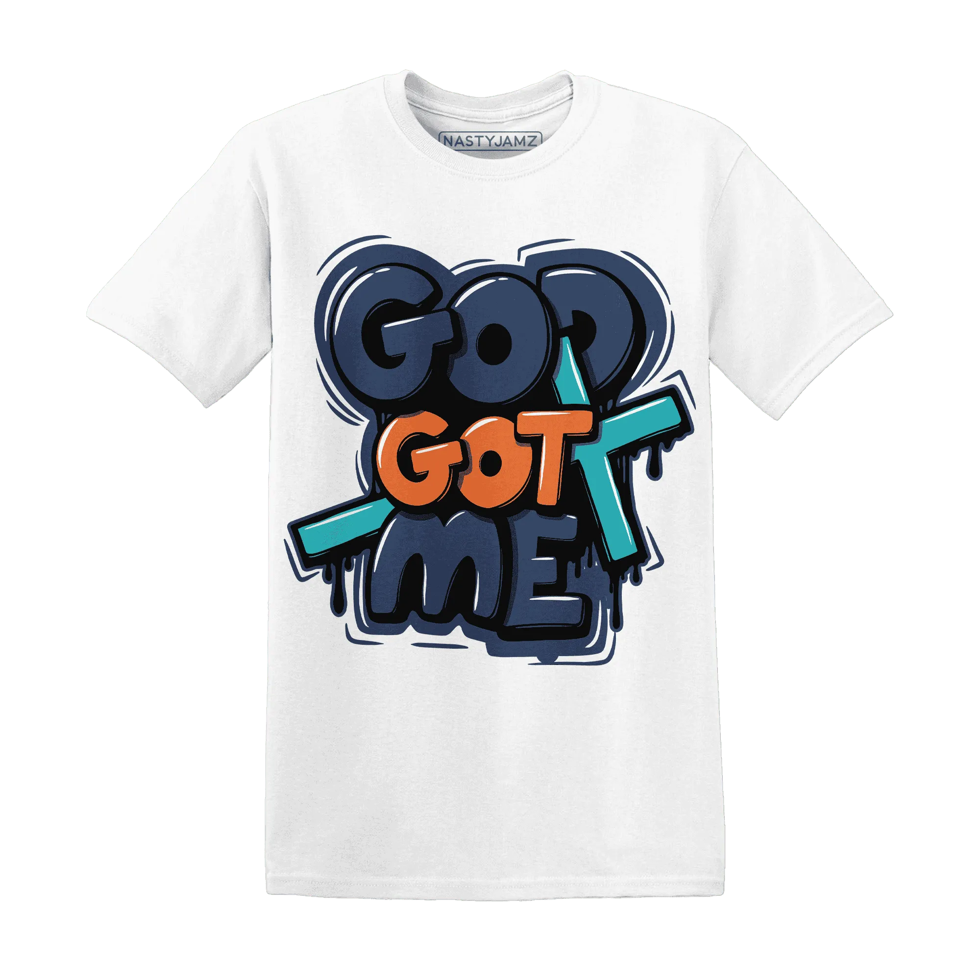 AM-Plus-Drift-Midnight-Navy-Total-Orange-Dusty-Cactus-NastyJamz-T-Shirt-Match-God-Got-Me