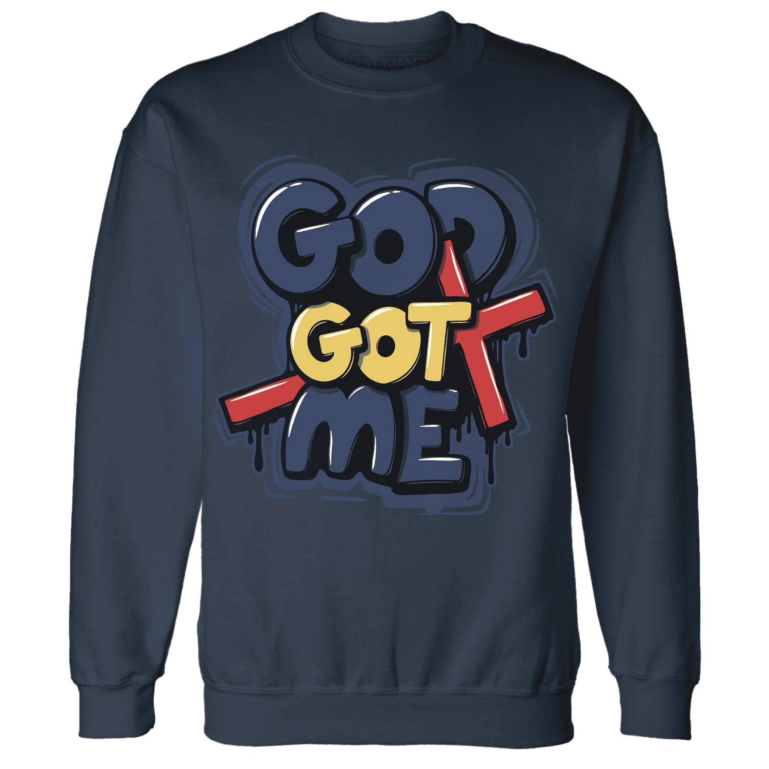 VaporMax-Air-Plus-Midnight-Navy-Gold-Black-NastyJamz-Sweatshirt-Match-God-Got-Me
