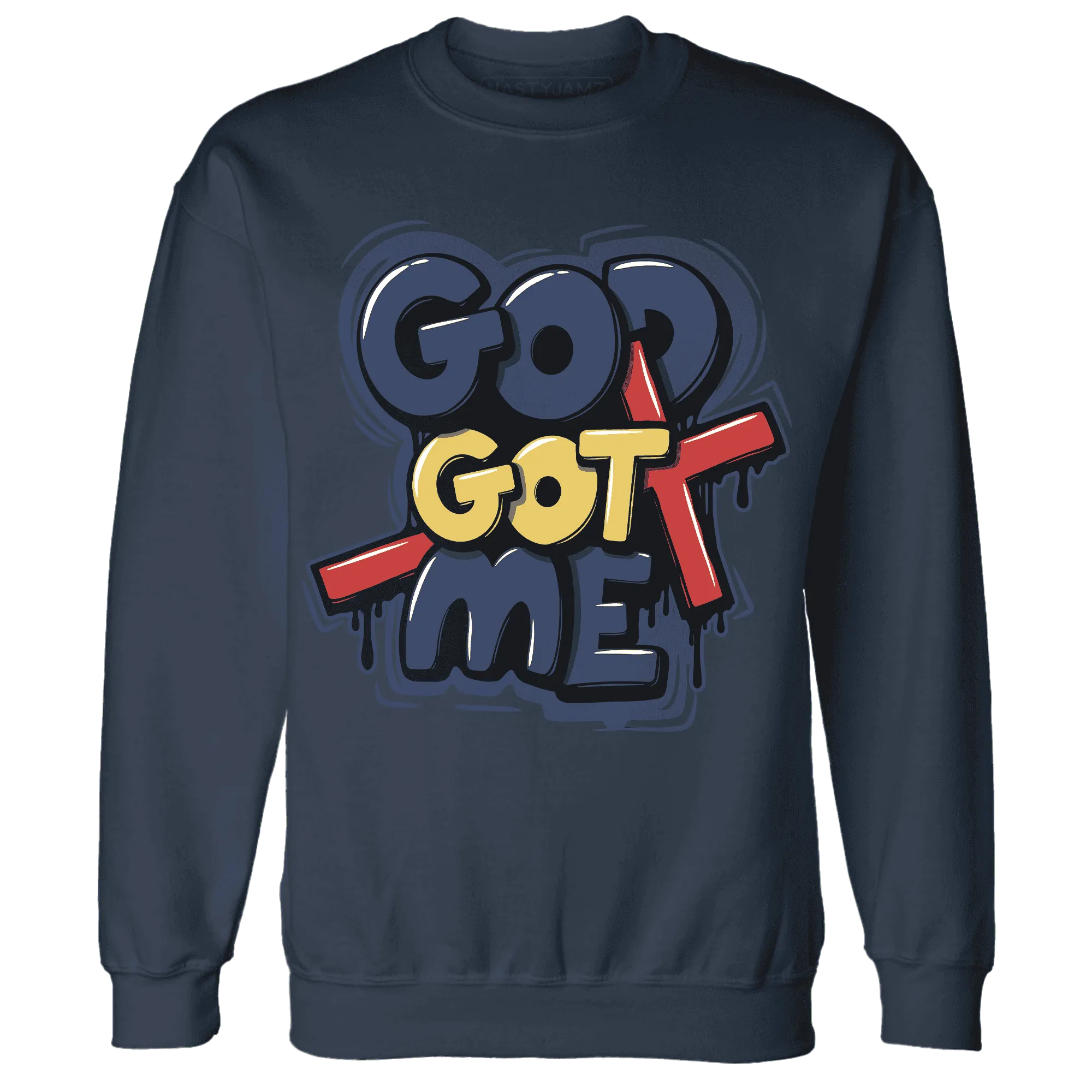 VaporMax-Air-Plus-Midnight-Navy-Gold-Black-NastyJamz-Sweatshirt-Match-God-Got-Me