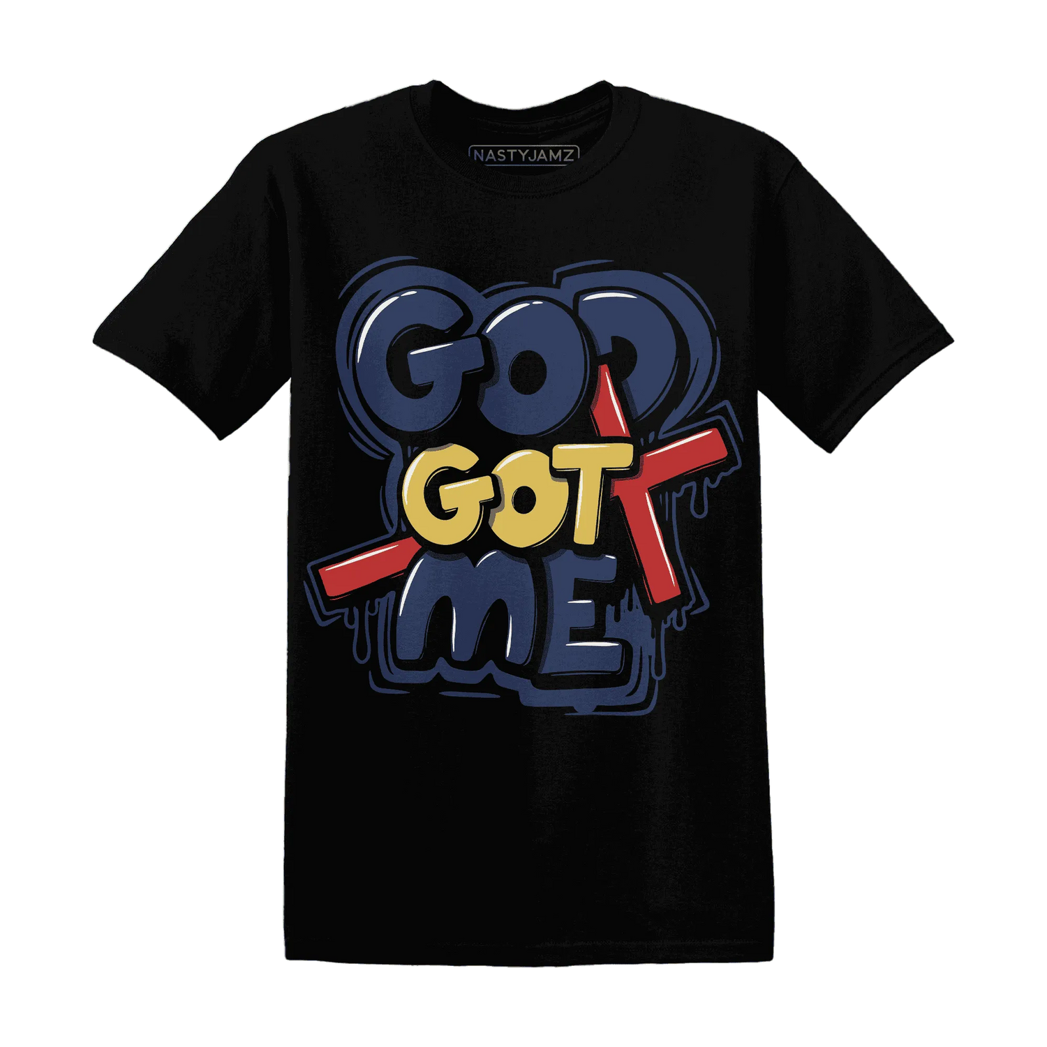 VaporMax-Air-Plus-Midnight-Navy-Gold-Black-NastyJamz-T-Shirt-Match-God-Got-Me
