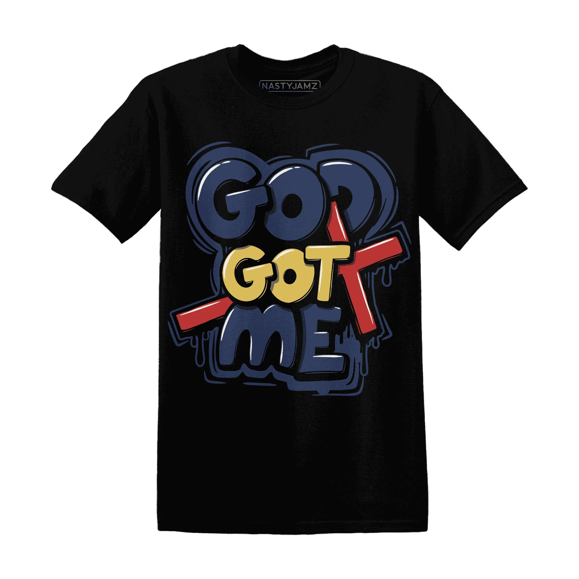 VaporMax-Air-Plus-Midnight-Navy-Gold-Black-NastyJamz-T-Shirt-Match-God-Got-Me